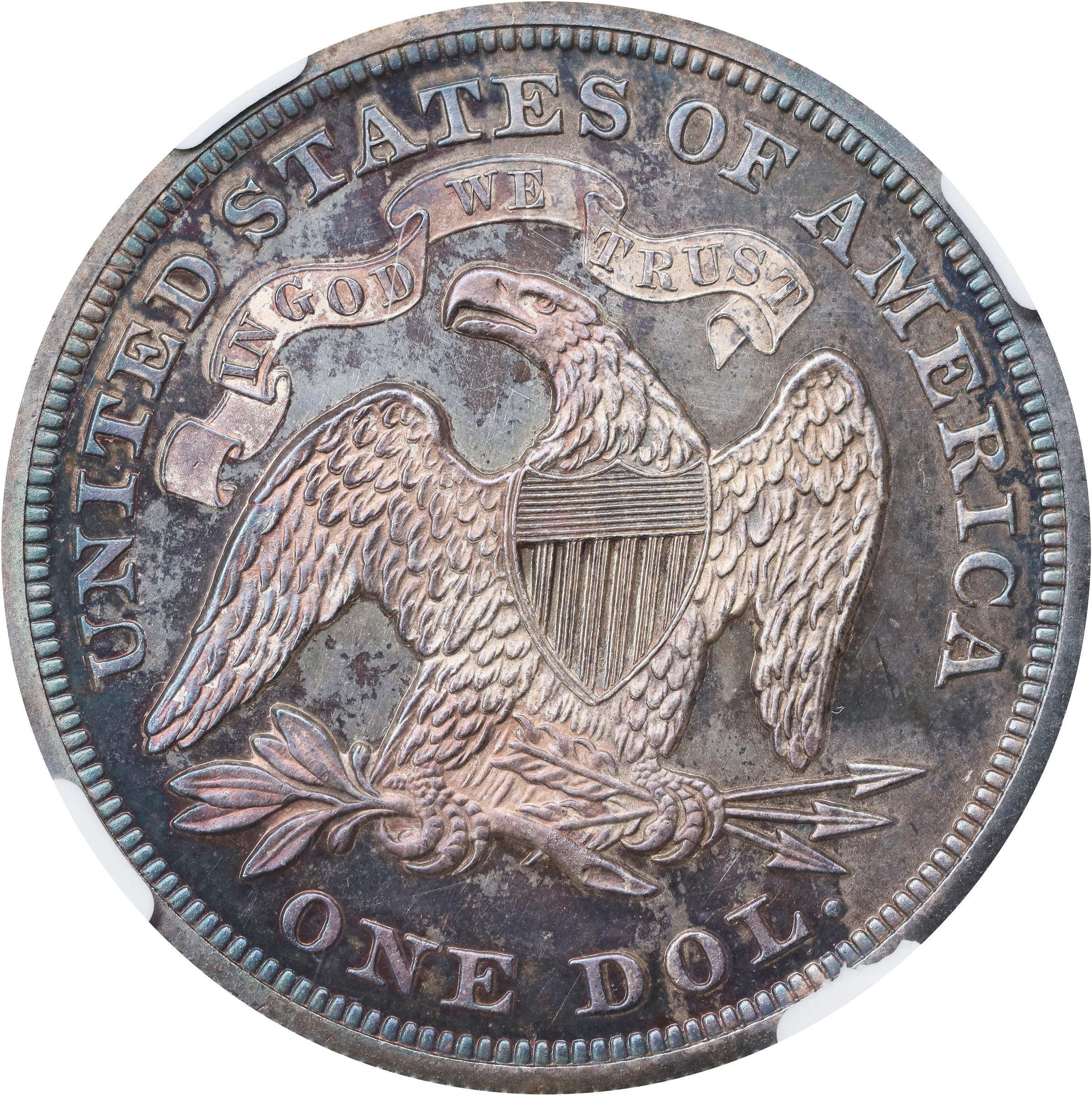 image for: 1870 Pattern Dollar. Judd-1002, Pollock-1134. Rarity-6-. Silver. Reeded Edge. Proof-65 (NGC).