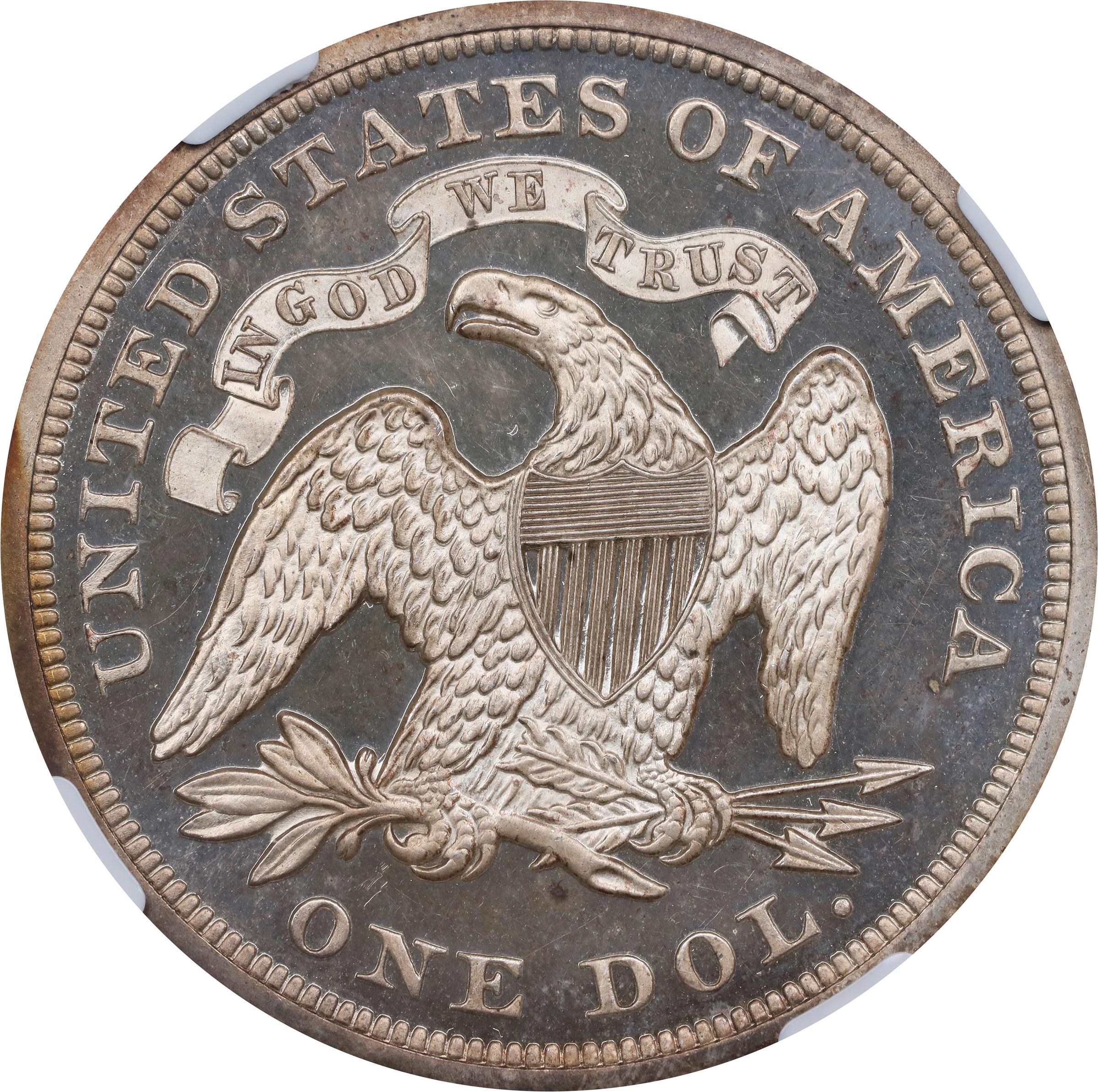 image for: 1870 Pattern Dollar. Judd-1002, Pollock-1134. Rarity-6-. Silver. Reeded Edge. Proof-64 (NGC).