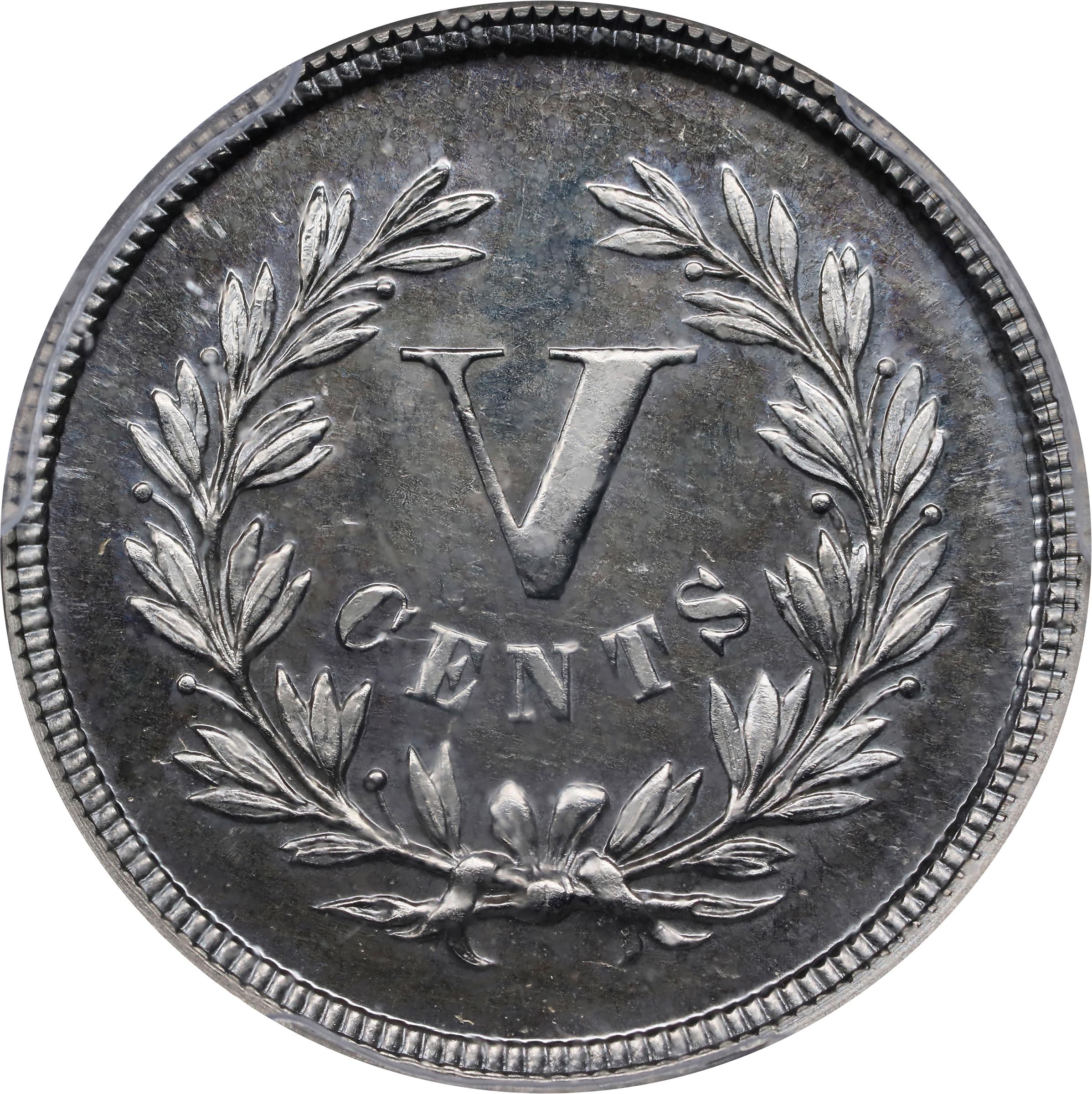 image for: 1871 Pattern Five Cents. Judd-1050, Pollock-1184. Rarity-6-. Nickel. Plain Edge. Proof-66 Cameo (PCGS).