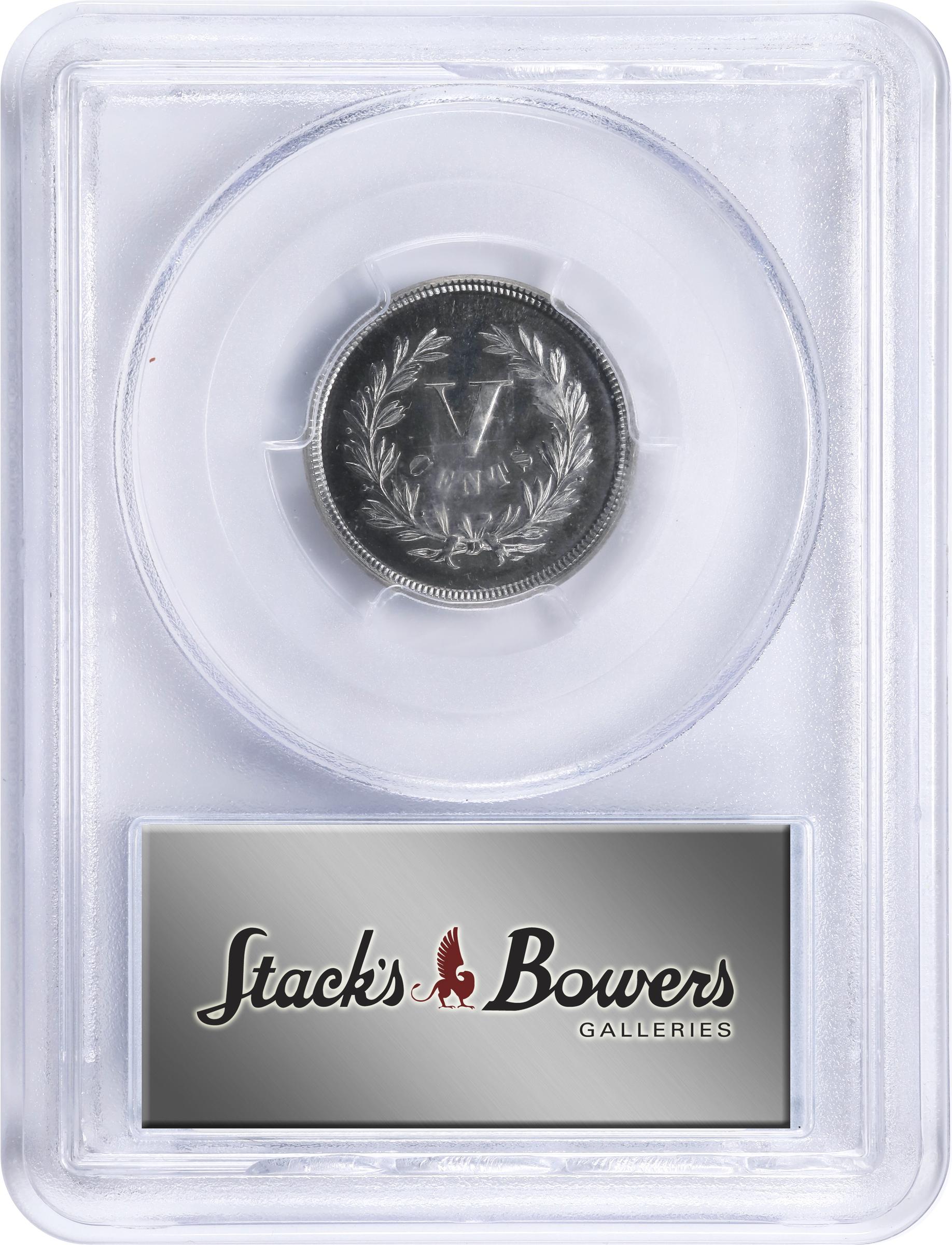image for: 1871 Pattern Five Cents. Judd-1050, Pollock-1184. Rarity-6-. Nickel. Plain Edge. Proof-66 Cameo (PCGS).