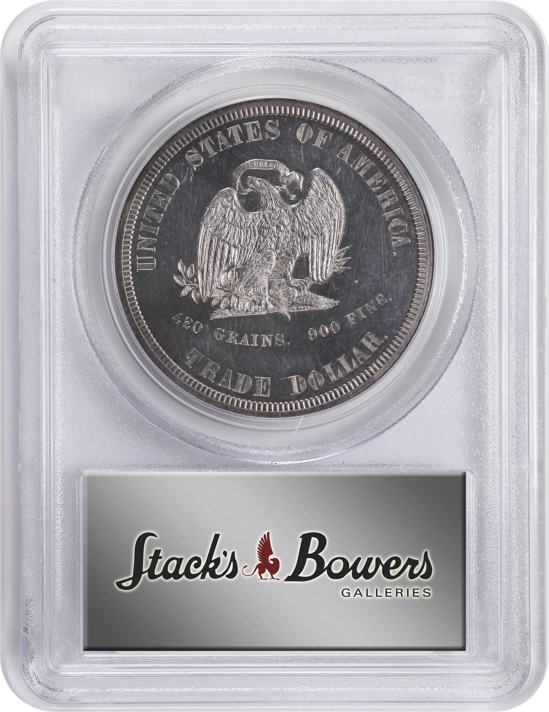 image for: 1873 Pattern Trade Dollar. Judd-1322, Pollock-1465. Rarity-4. Silver. Reeded Edge. Proof-62 Cameo (PCGS). CAC.