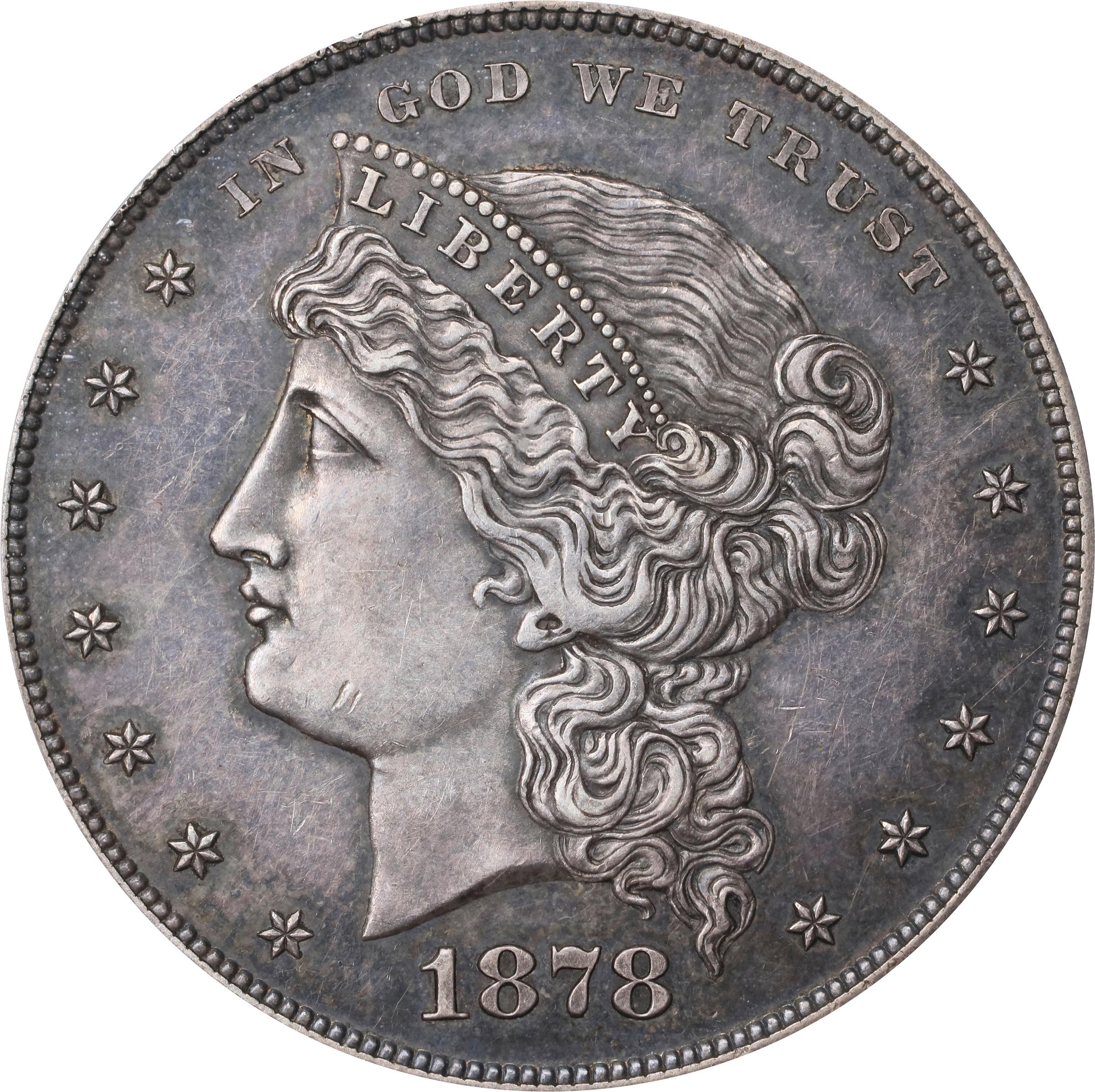 image for: 1878 Pattern Standard Dollar. Judd-1554, Pollock-1741. Rarity-5. Silver. Reeded Edge. Proof-55 (PCGS). CAC.