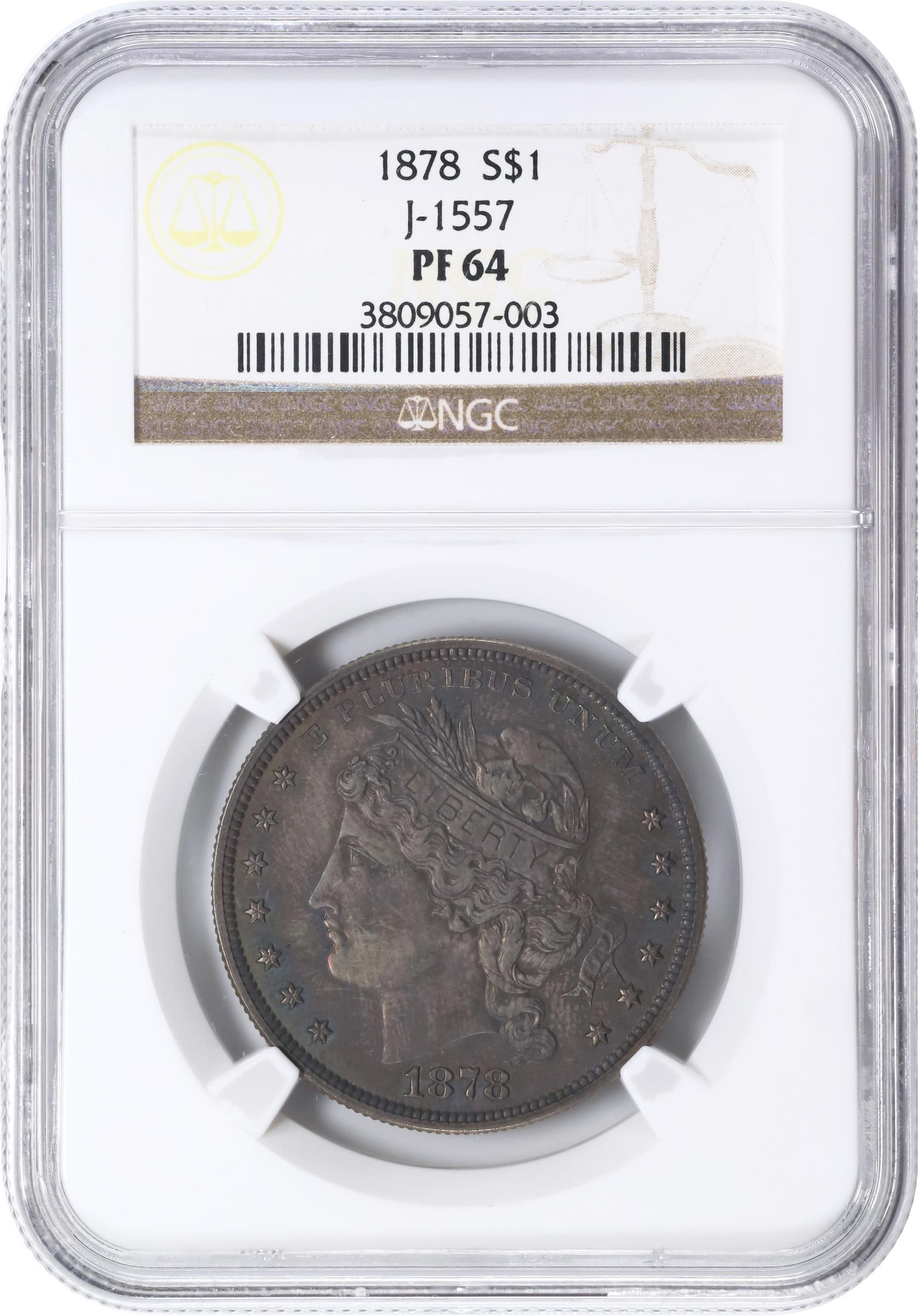image for: 1878 Pattern Goloid Dollar. Judd-1557, Pollock-1749. Rarity-6-. Goloid (Metric Alloy of Gold, Silver and Copper). Reeded Edge. Proof-64 (NGC).