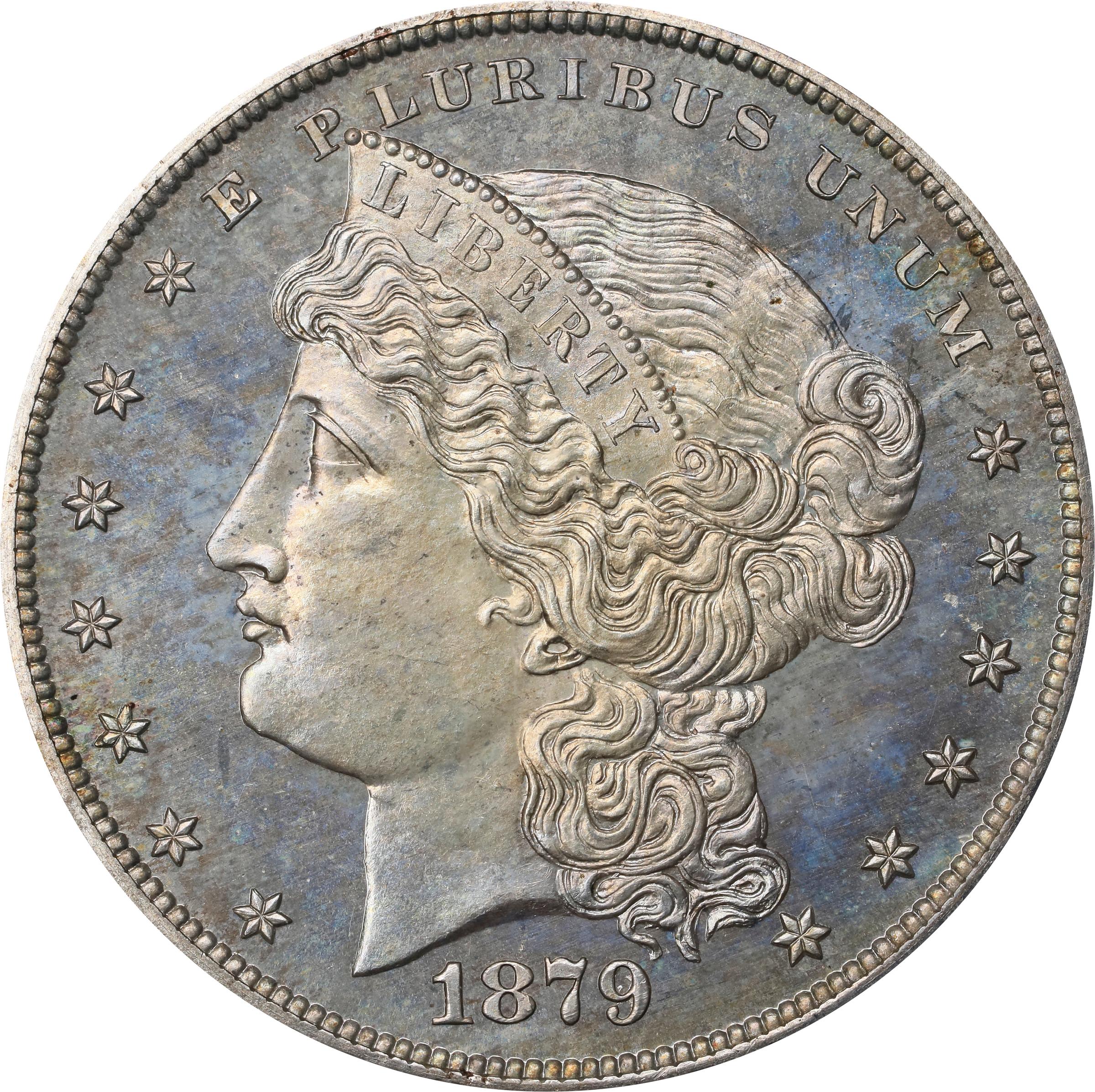 image for: 1879 Pattern Metric Dollar. Judd-1617, Pollock-1813. Rarity-4. Silver. Reeded Edge. Proof-65 (PCGS). CAC. OGH.