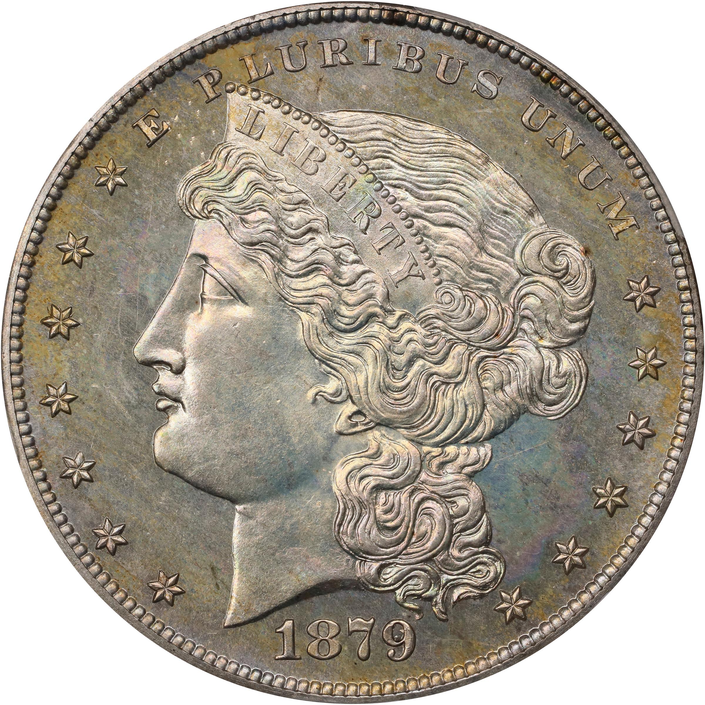image for: 1879 Pattern Metric Dollar. Judd-1617, Pollock-1813. Rarity-4. Silver. Reeded Edge. Proof-65 (PCGS).