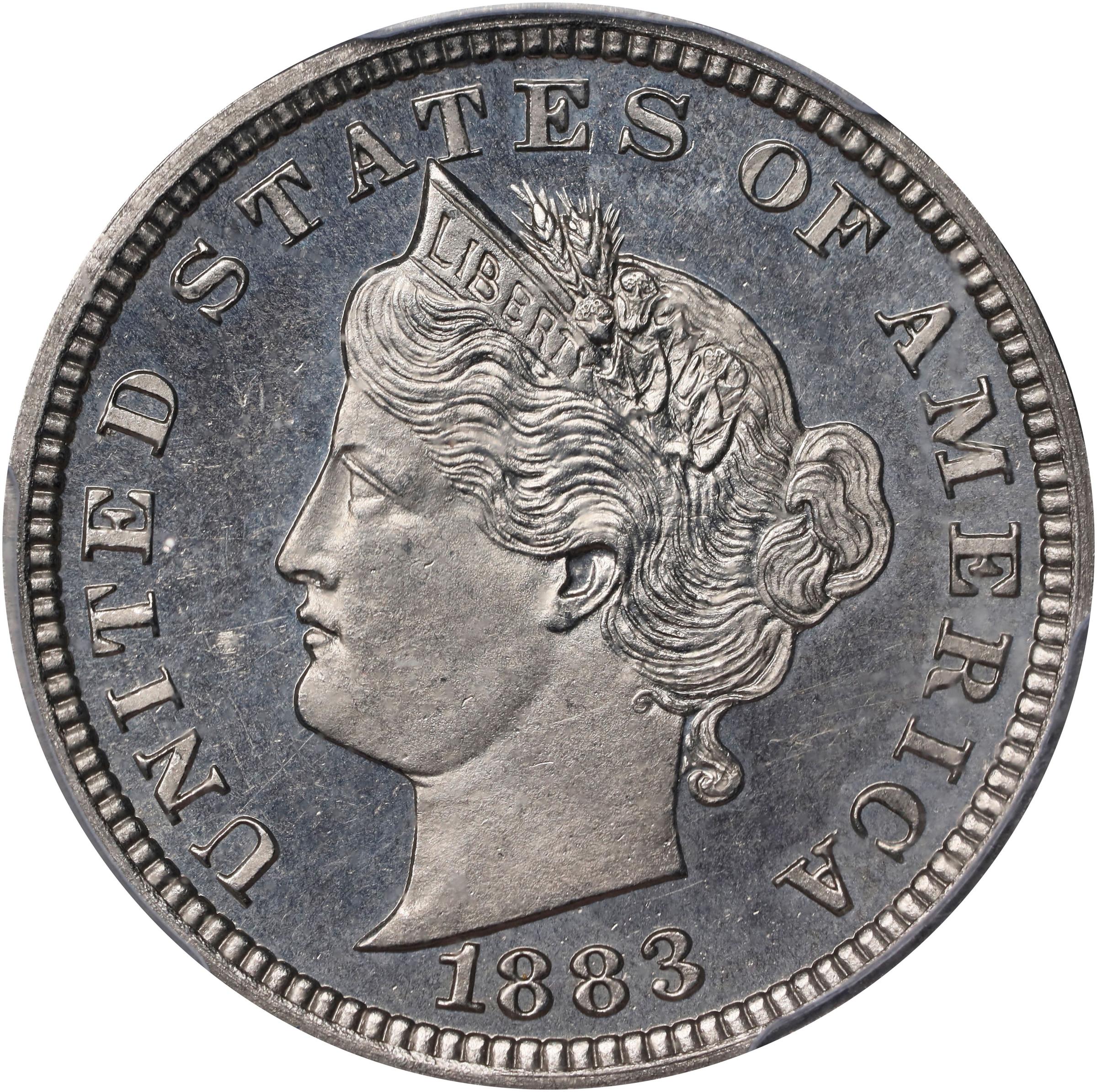image for: 1883 Pattern Liberty Head Nickel. Judd-1704, Pollock-1908. Rarity-6-. Pure Nickel. Plain Edge. Proof-65 Cameo (PCGS). CAC.