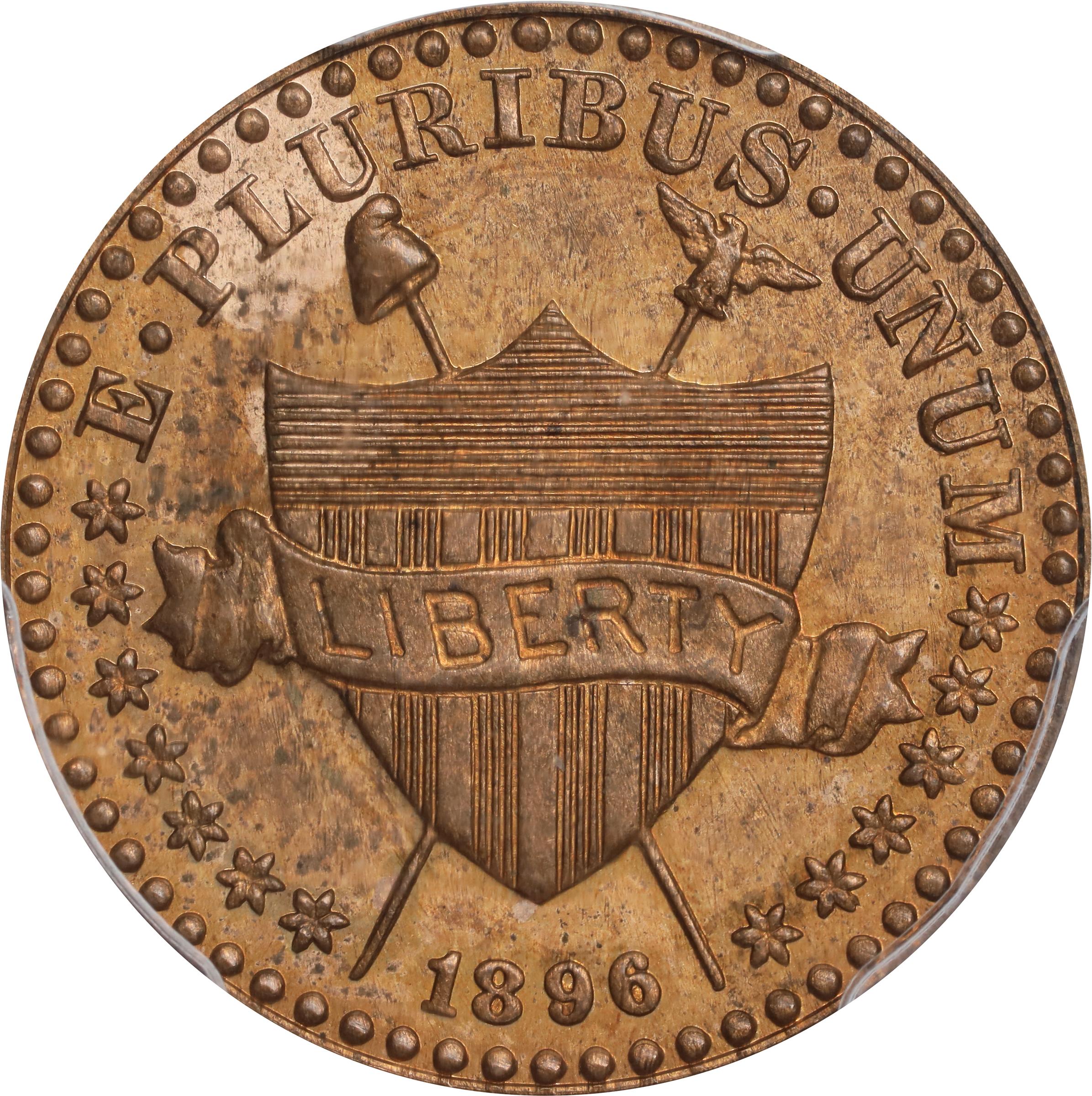 image for: 1896 Pattern Cent. Judd-1768, Pollock-1983. Rarity-5. Bronze. Plain Edge. Proof-64 RB (PCGS). CAC.