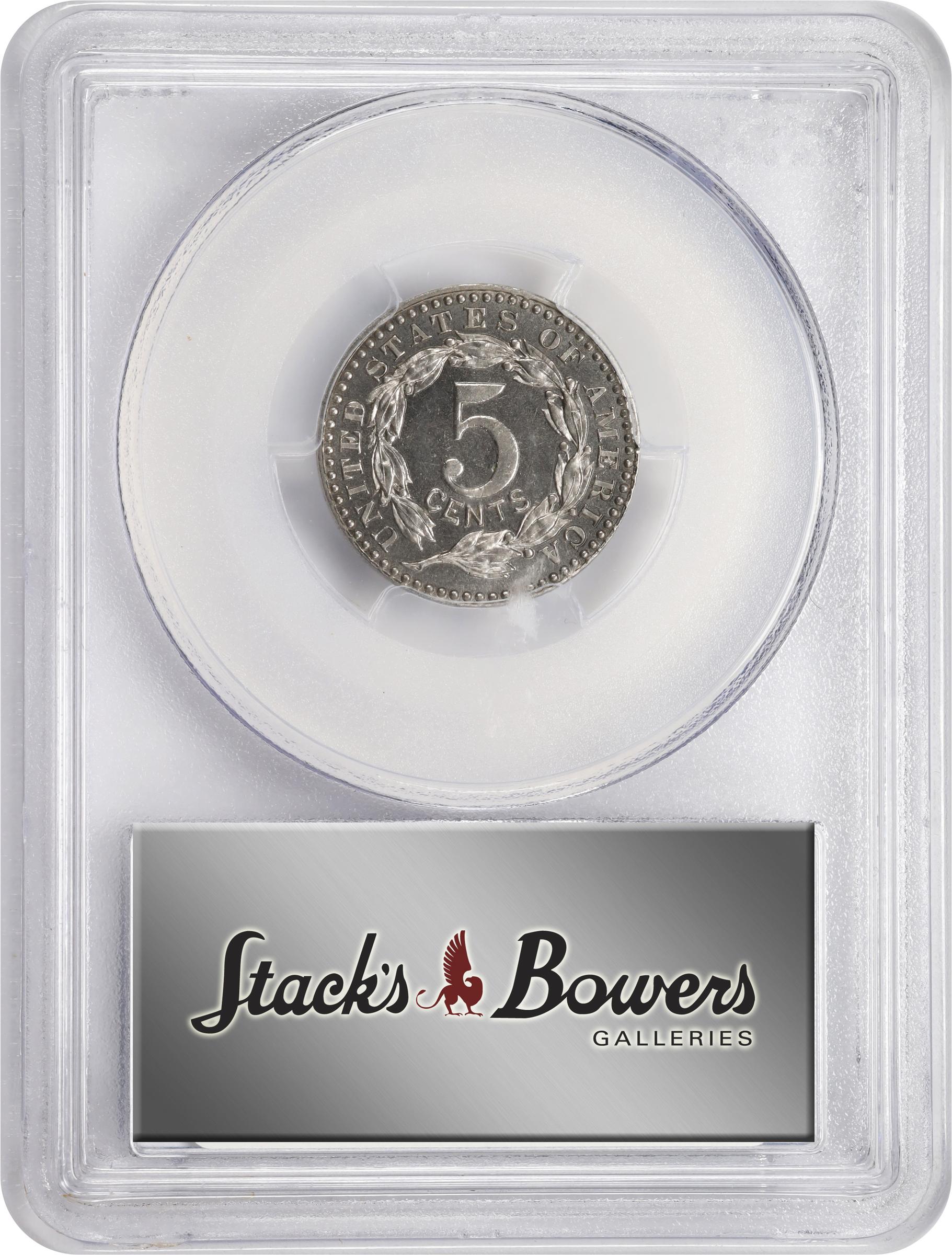 image for: 1896 Pattern Five Cents. Judd-1771, Pollock-1986. Rarity-6-. Pure Nickel (magnetic). Plain Edge. Proof-66 (PCGS). CAC.