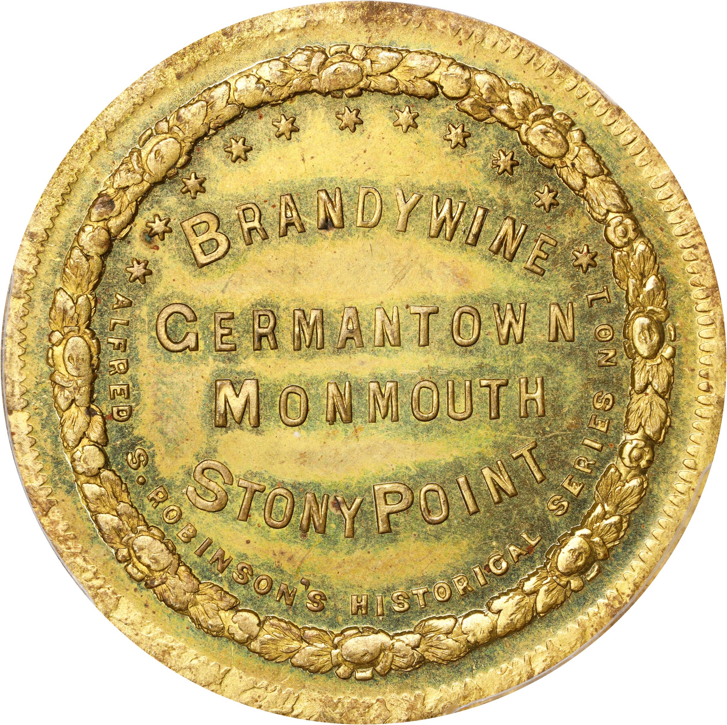 image for: Undated (ca. 1860) Battles of Brandywine, Germantown, Monmouth & Stony Point Medal. HK-133c. Rarity-6. Brass. MS-63 (PCGS).