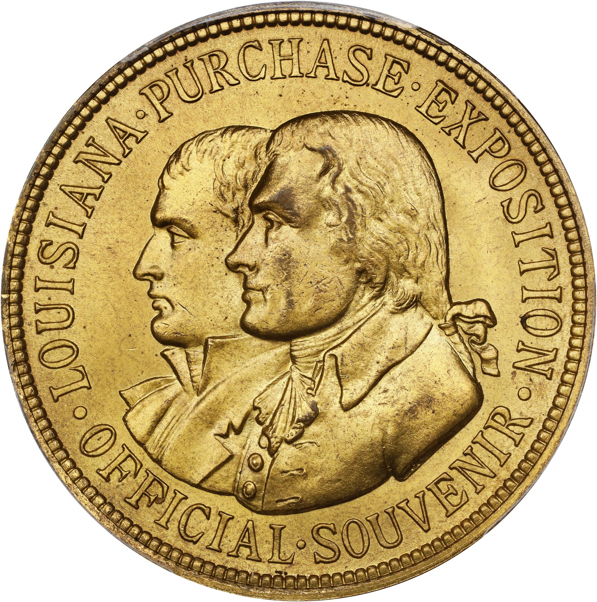 image for: 1904 Louisiana Purchase Exposition. Official Souvenir Medal. HK-302, SH 13-1 BS. Rarity-4. Brass. MS-65 (PCGS).