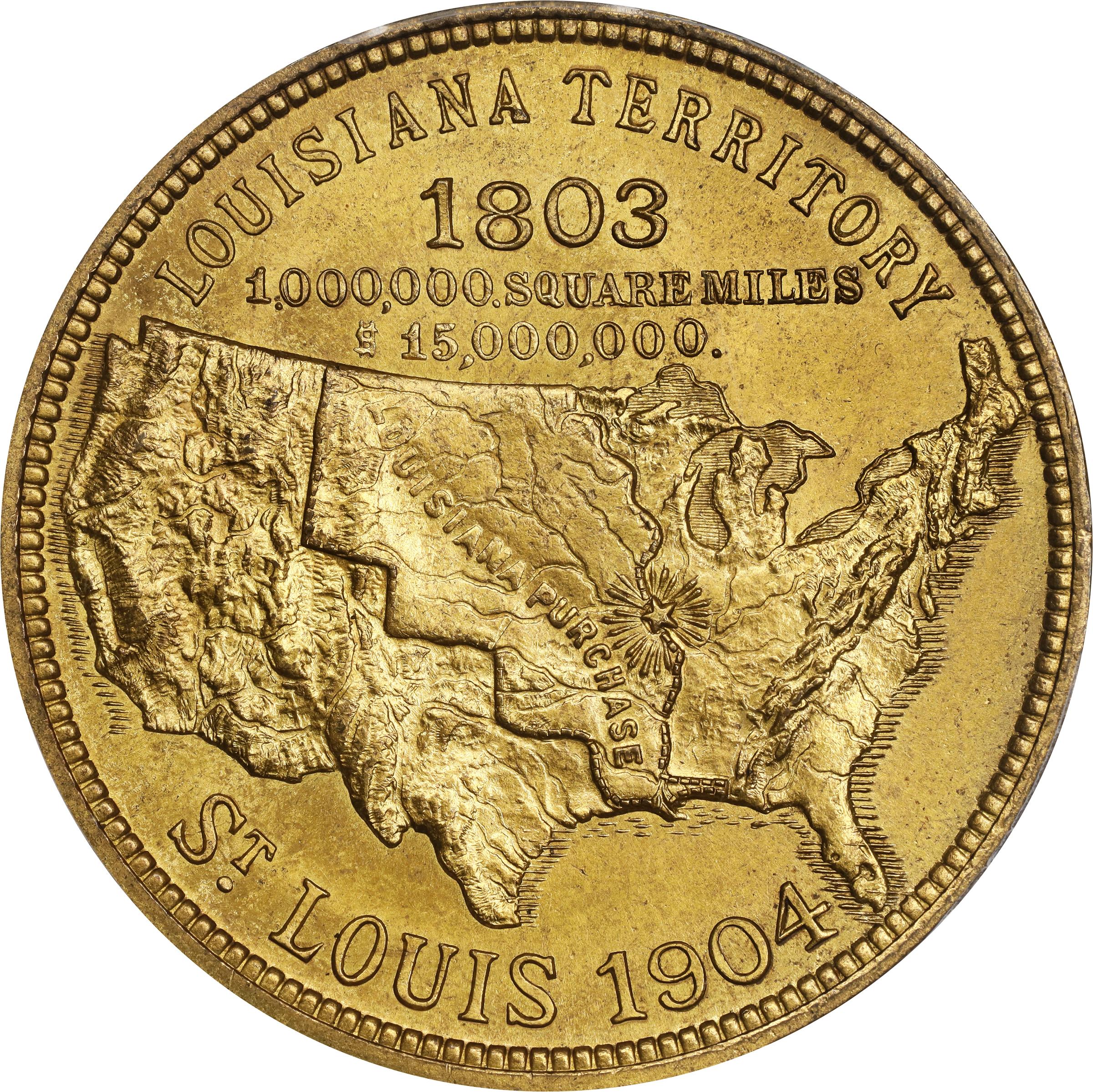 image for: 1904 Louisiana Purchase Exposition. Official Souvenir Medal. HK-302, SH 13-1 BS. Rarity-4. Brass. MS-65 (PCGS).