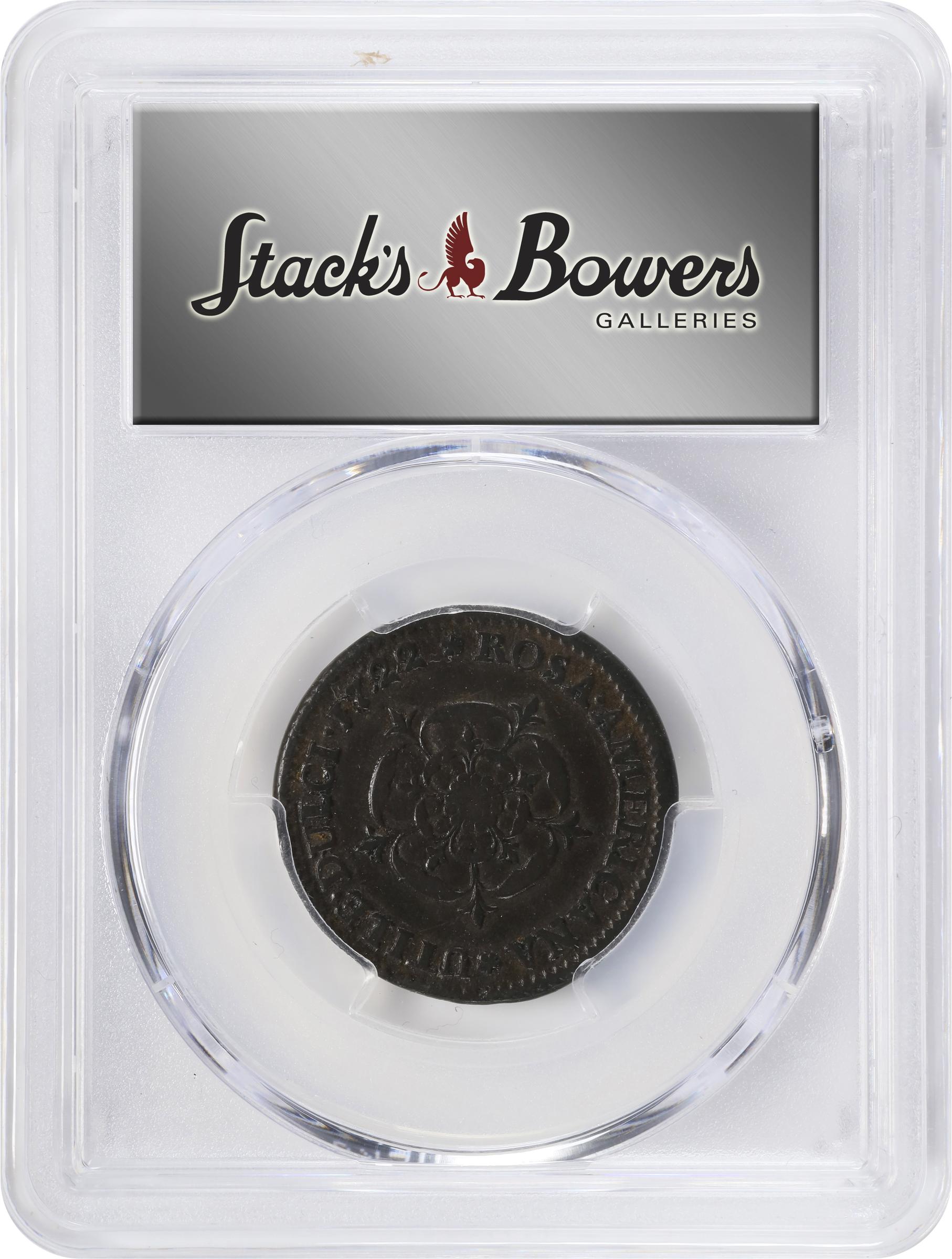 image for: 1722 Rosa Americana Penny. Martin 2.19-D.5, W-1269. Rarity-4. UTILE DULCI. Repunched Date. Fine-15 (PCGS).