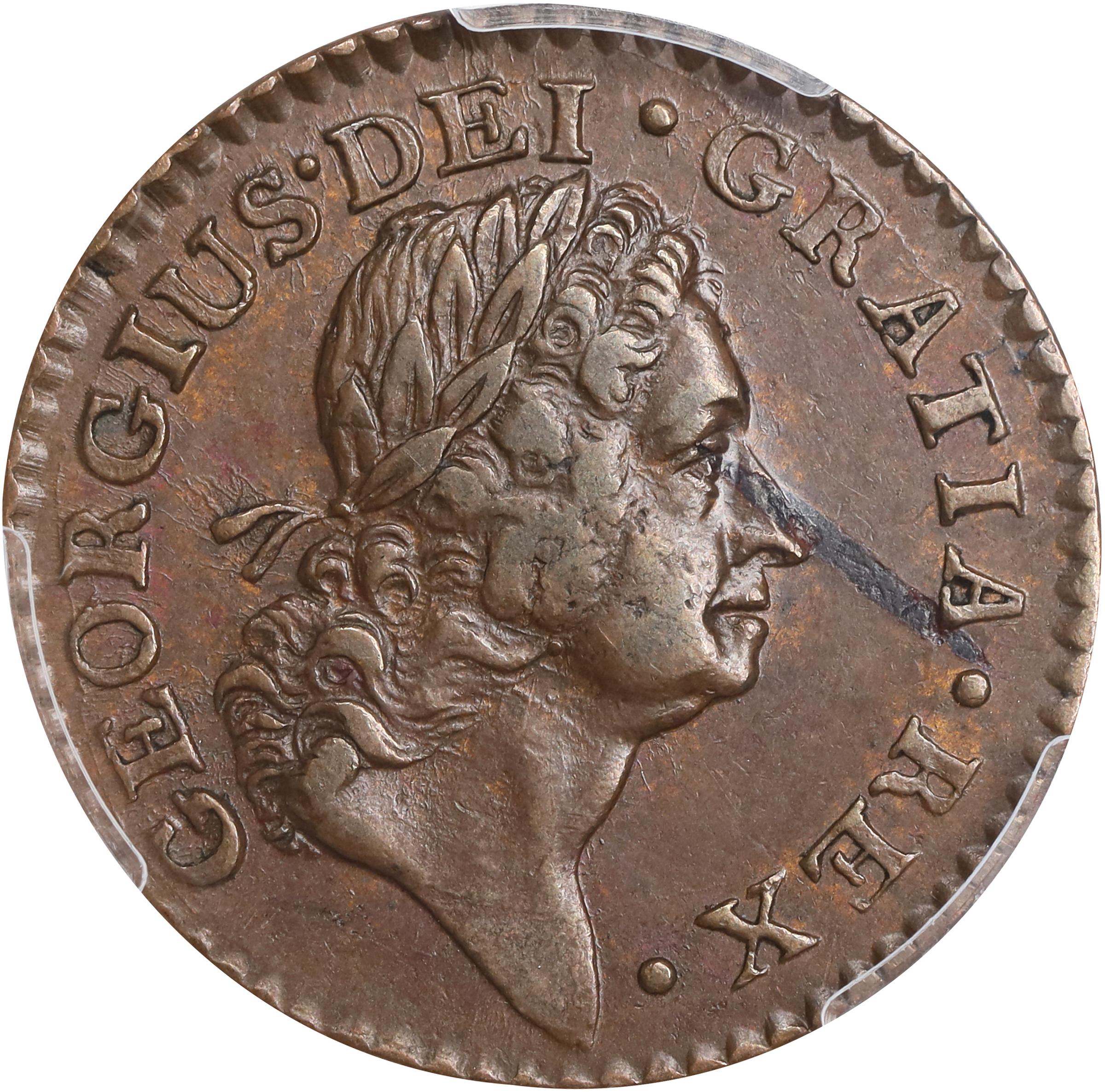 image for: 1724 Wood's Hibernia Farthing. Martin 3.9-D.1, W-12600. Rarity-4. AU-55 (PCGS).