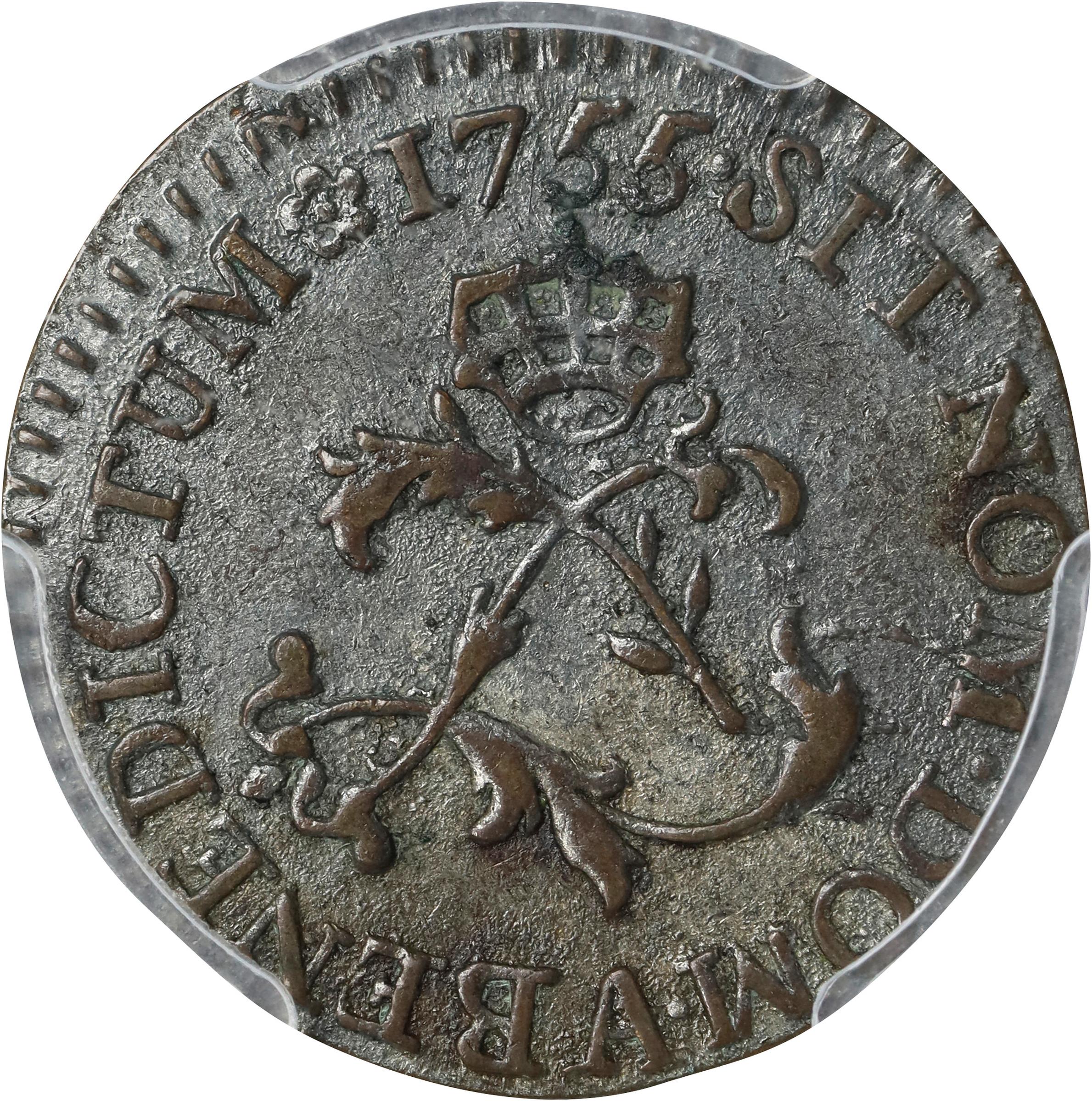 image for: 1755-A Sou Marque. Paris Mint. Vlack-35a. Rarity-4. Second Semester. EF-45 (PCGS).