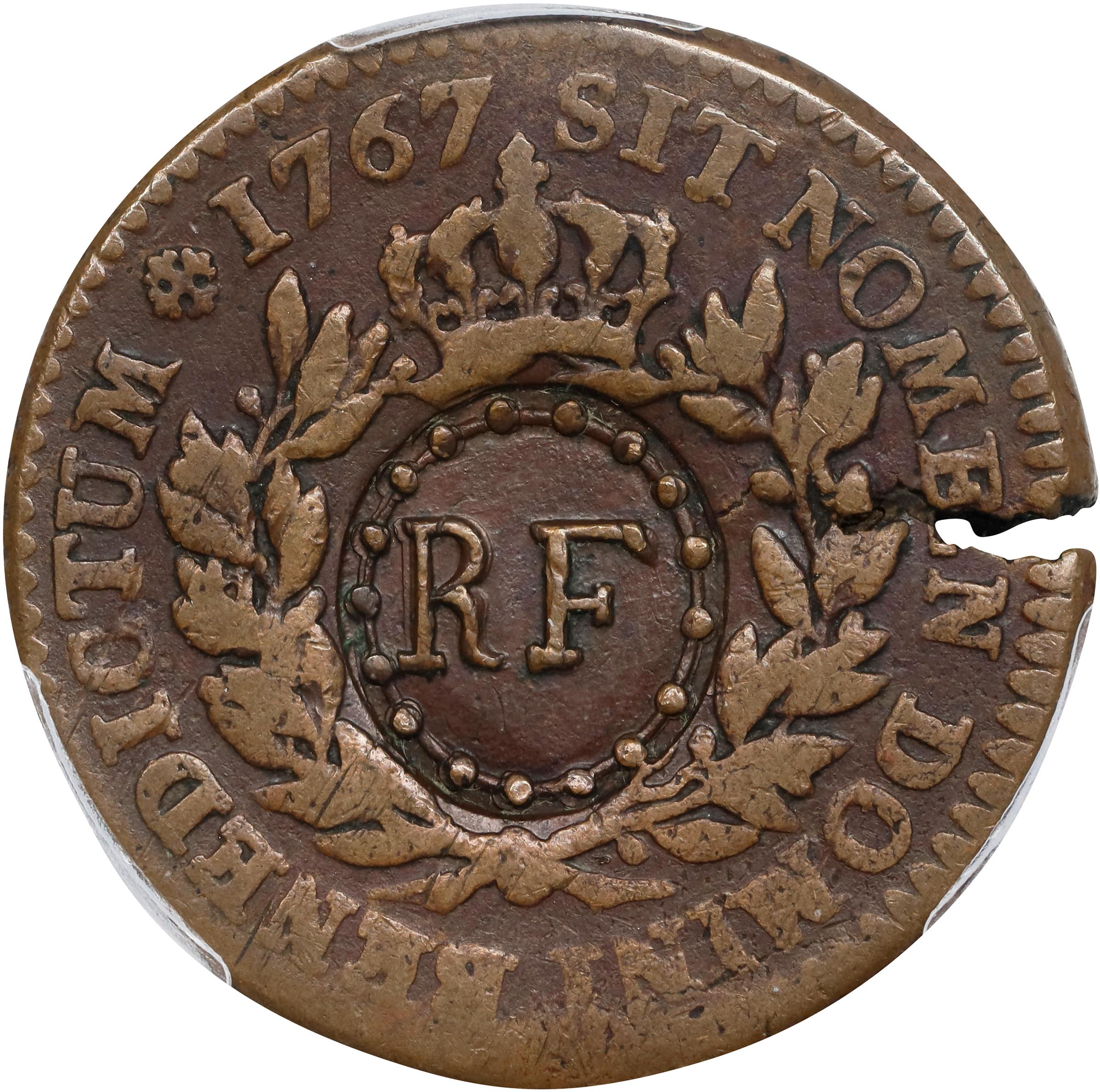 image for: 1767-A (1793) Sou. Paris Mint. Breen-701. RF Counterstamp. VF-25 (PCGS).