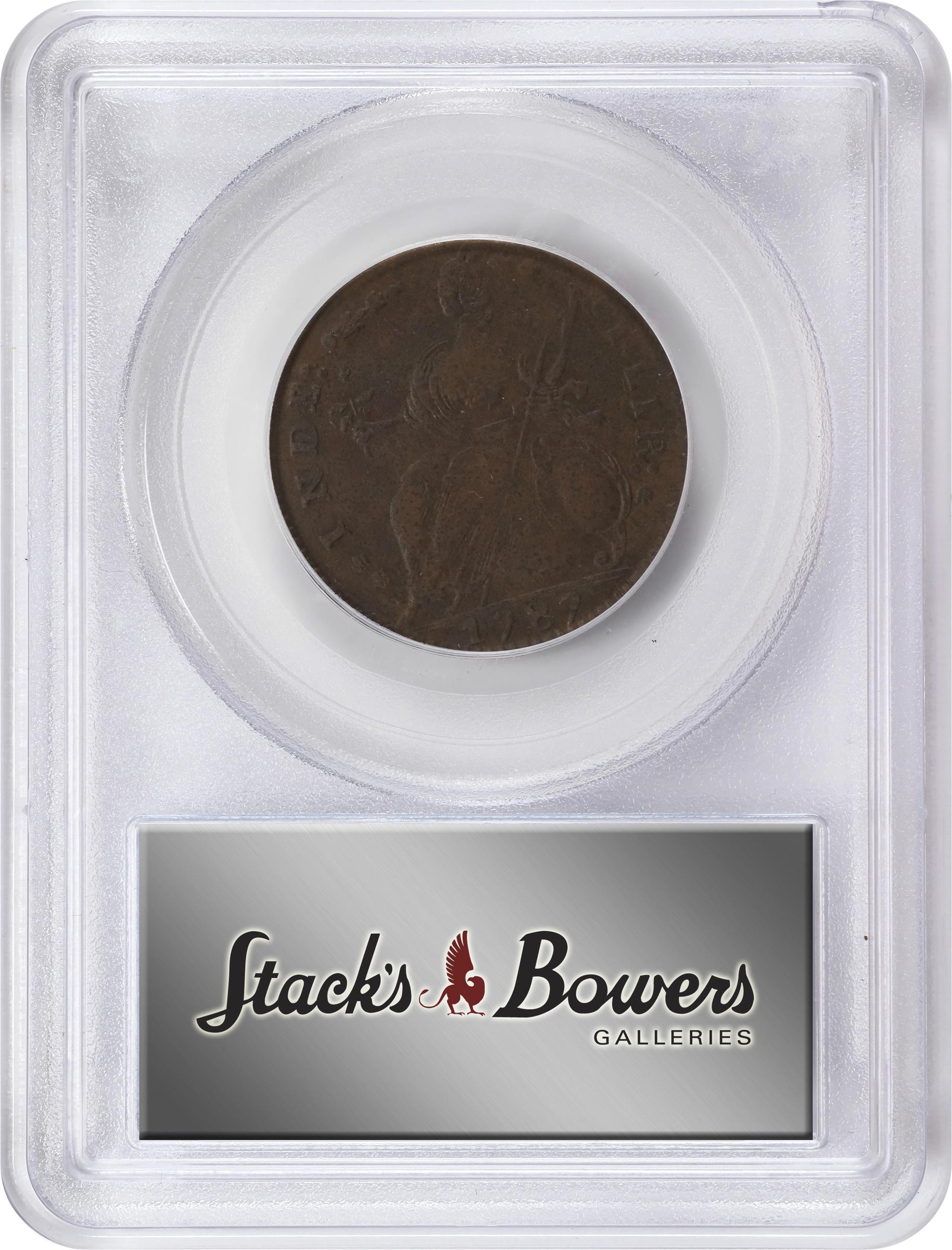 image for: 1787 Connecticut Copper. Miller 34-ff.1, W-4060. Rarity-5. Draped Bust Left, ETLIR. EF-45 (PCGS).