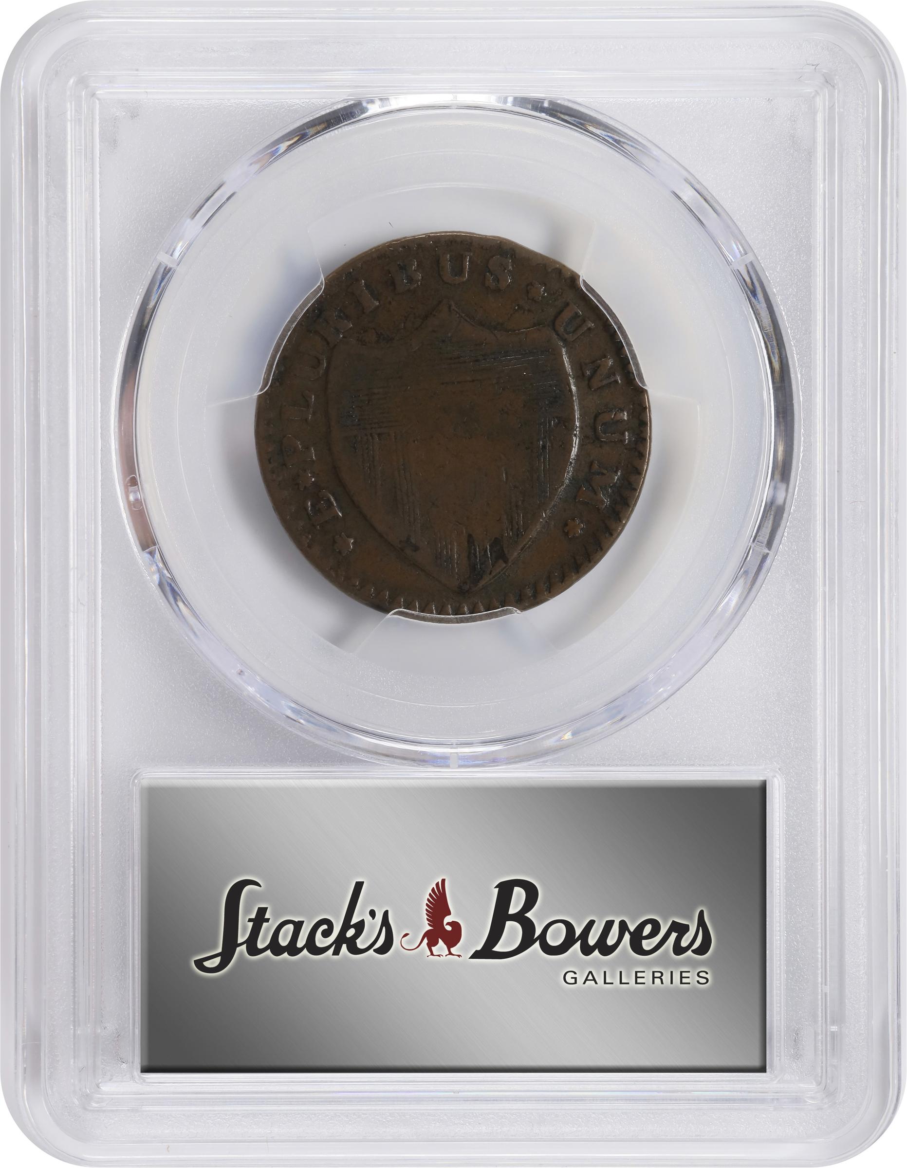 image for: 1786 New Jersey Copper. Maris 18-M, W-4890. Rarity-2. Bridle, Wide Shield. Fine-15 (PCGS).
