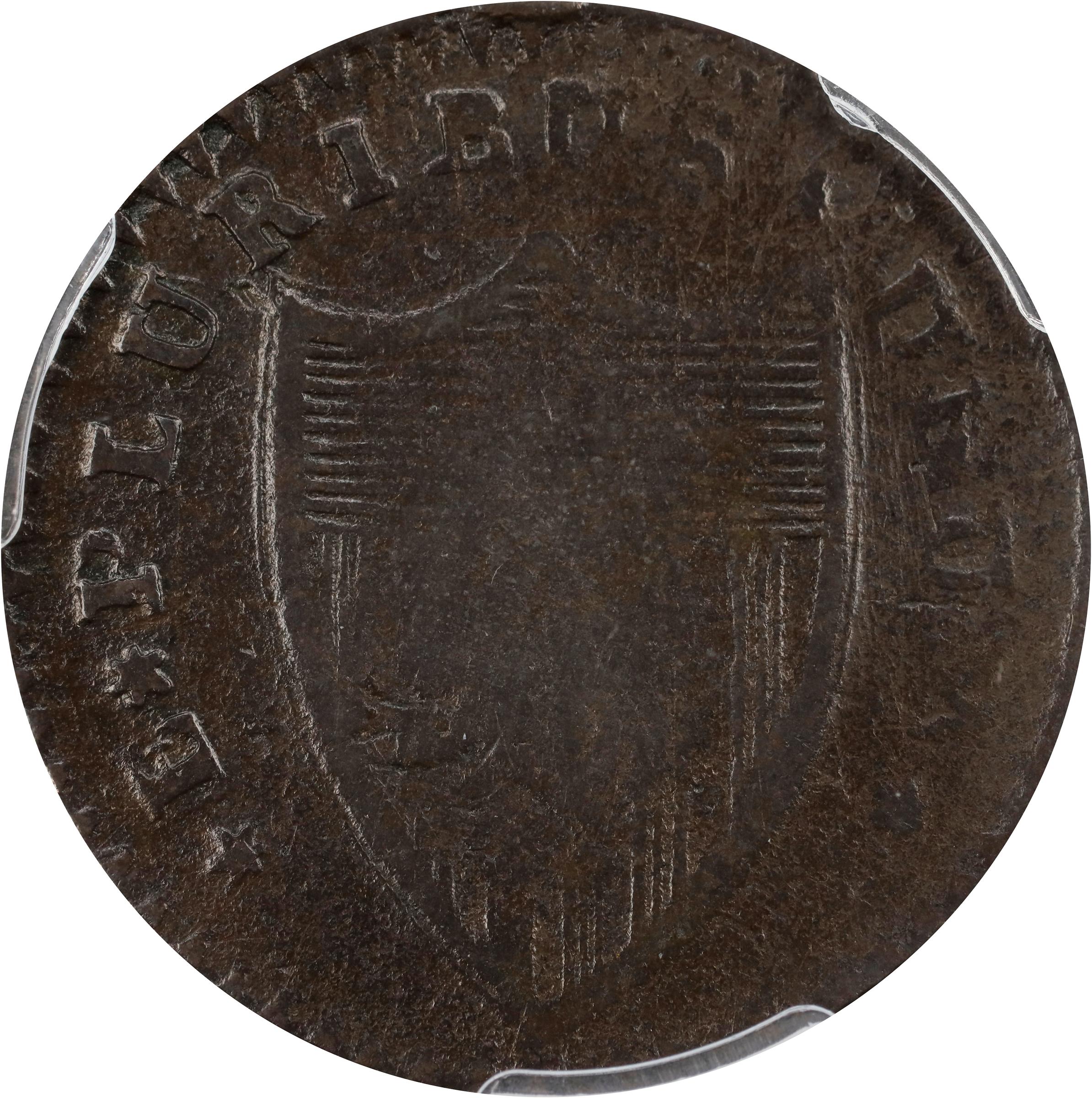 image for: 1787 New Jersey Copper. Maris 56-n, W-5310. Rarity-1. No Sprig Above Plow, Camel Head. VG-8 (PCGS).