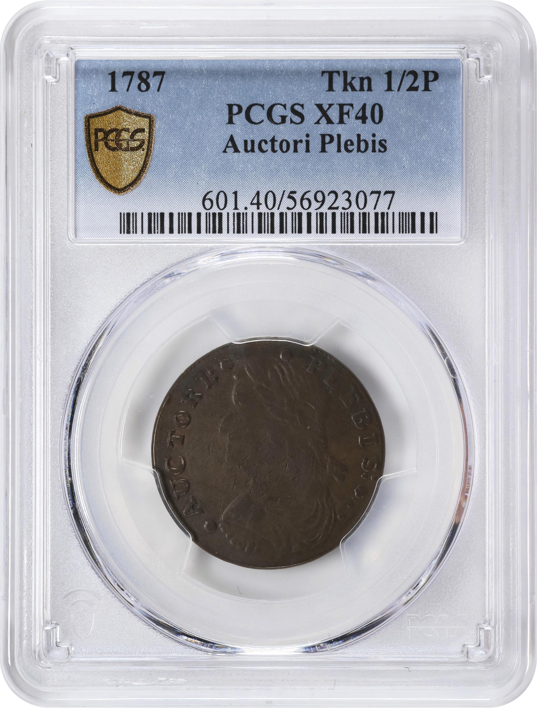 image for: 1787 Auctori Plebis Token. W-8770. Rarity-3. EF-40 (PCGS).