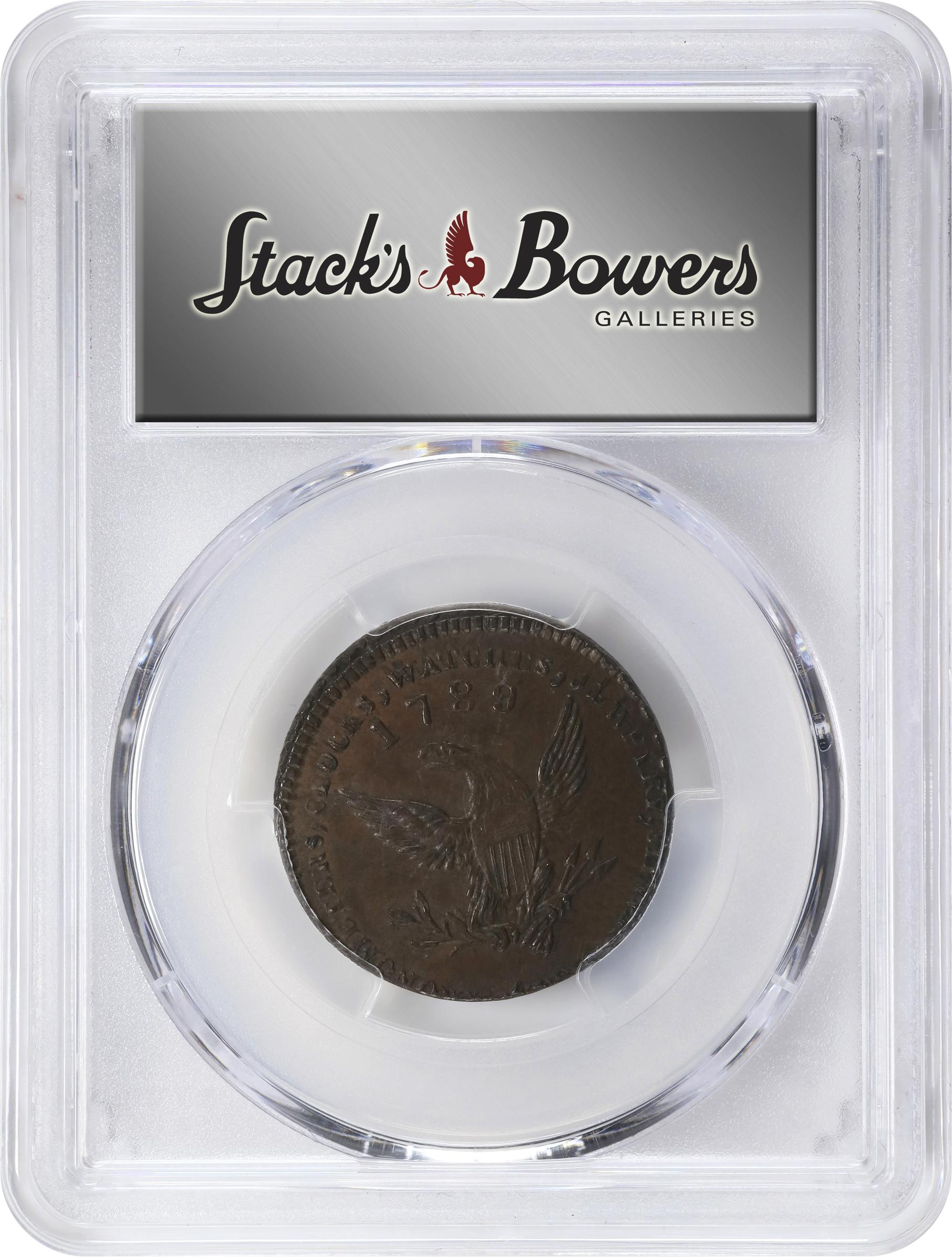 image for: "1789" Mott Token. Breen-1025, Rulau-E NY 612. Thin Planchet. Engrailed Edge. AU-55 (PCGS).