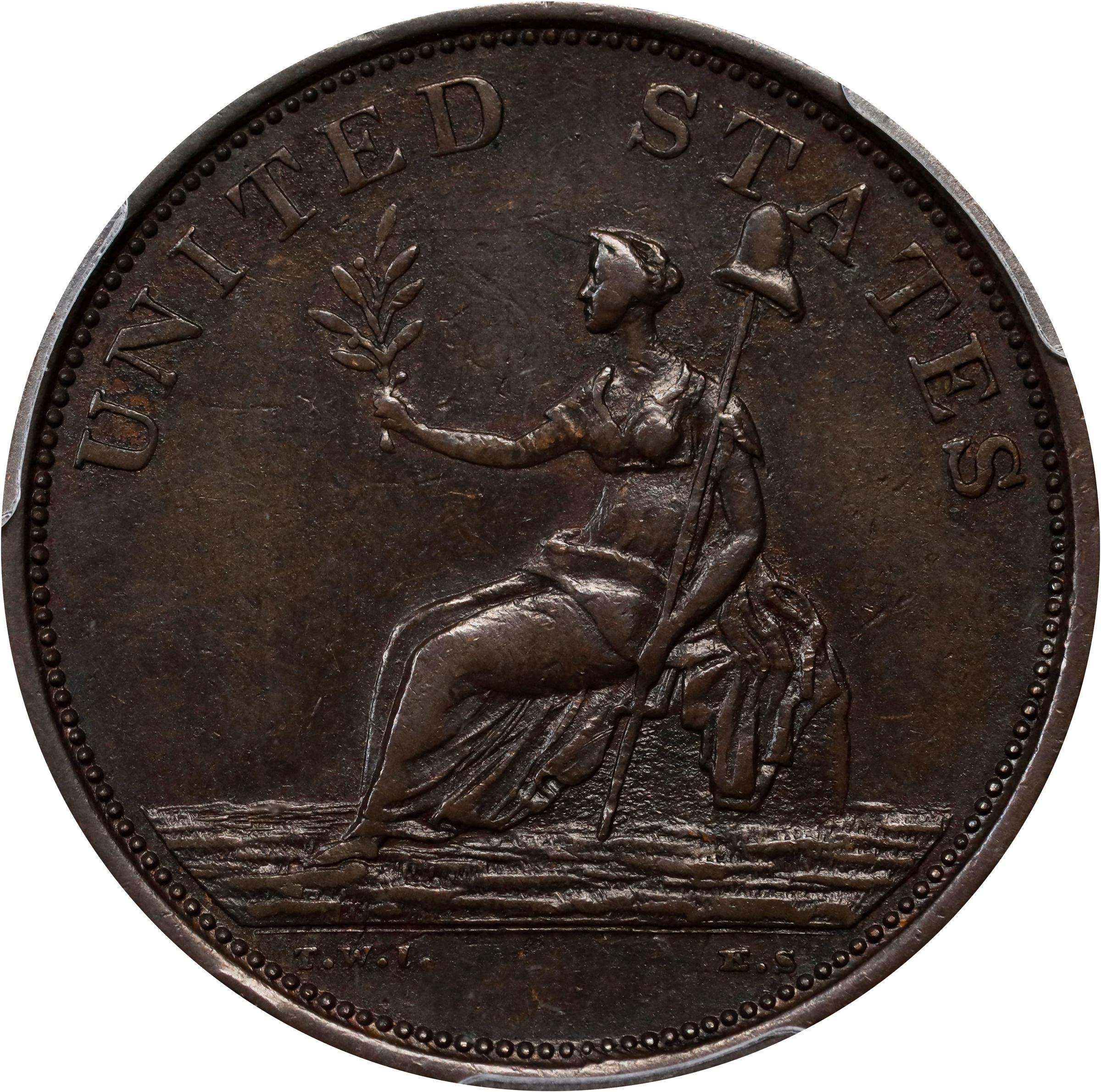 image for: "1783" (ca. 1820) Washington Military Bust Copper. Musante GW-109, Vlack 1-A, Baker-4A, W-10160. Small Military Bust. Plain Edge. AU-50 (PCGS).