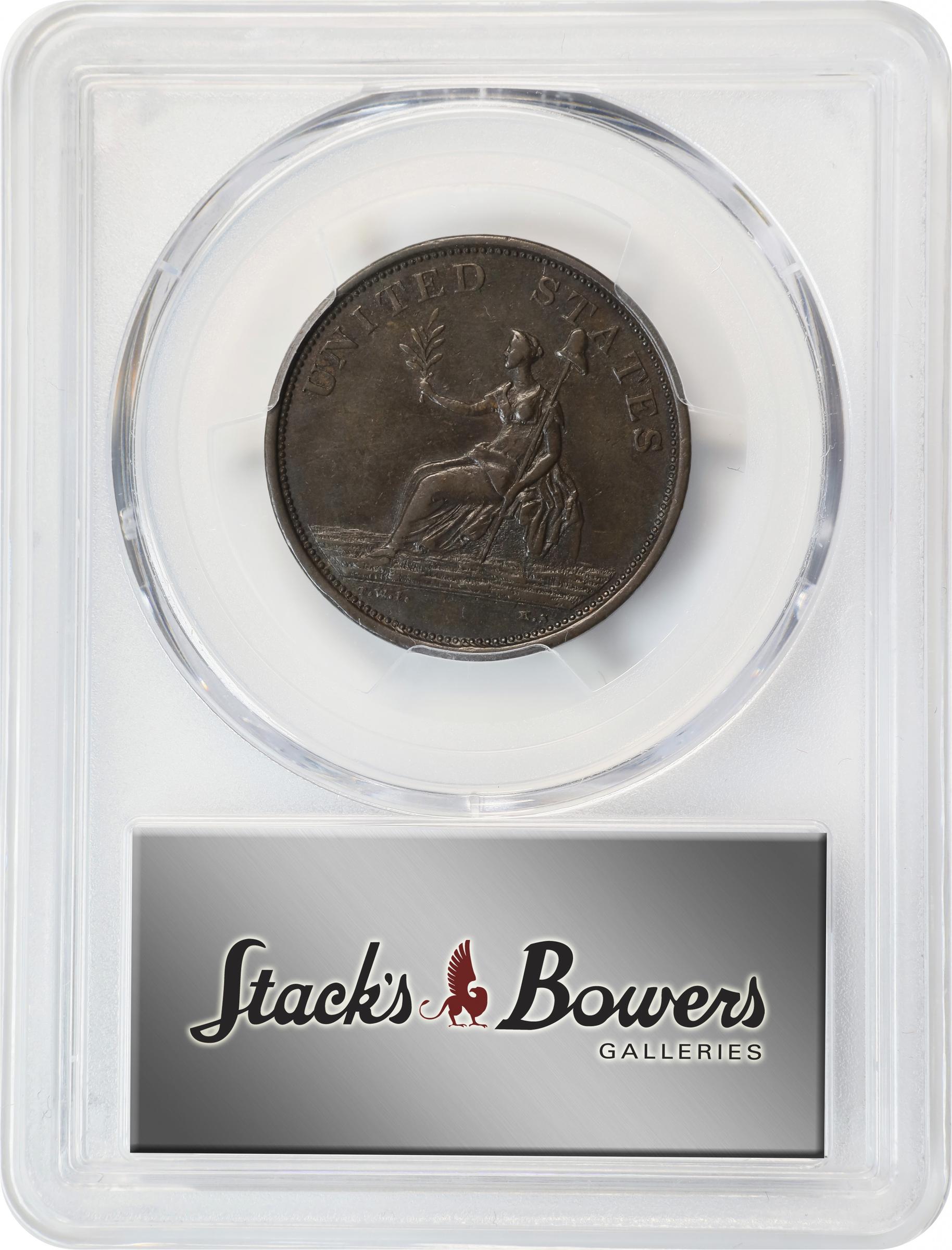 image for: "1783" (ca. 1820) Washington Military Bust Copper. Musante GW-109, Vlack 1-A, Baker-4A, W-10160. Small Military Bust. Plain Edge. AU-50 (PCGS).