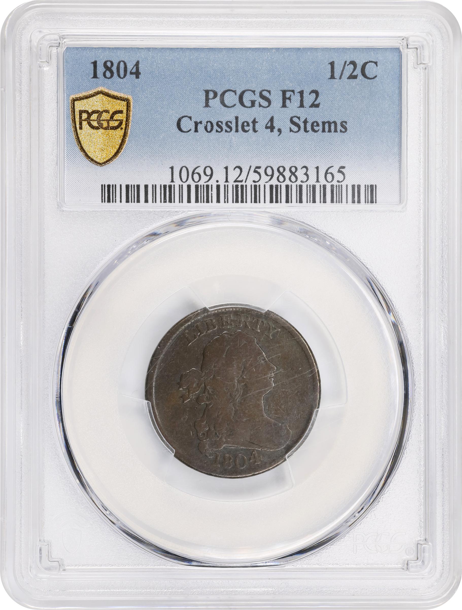 1804 1/2c Crosslet 4, Stems MS BN F12 BN thumbnail 3