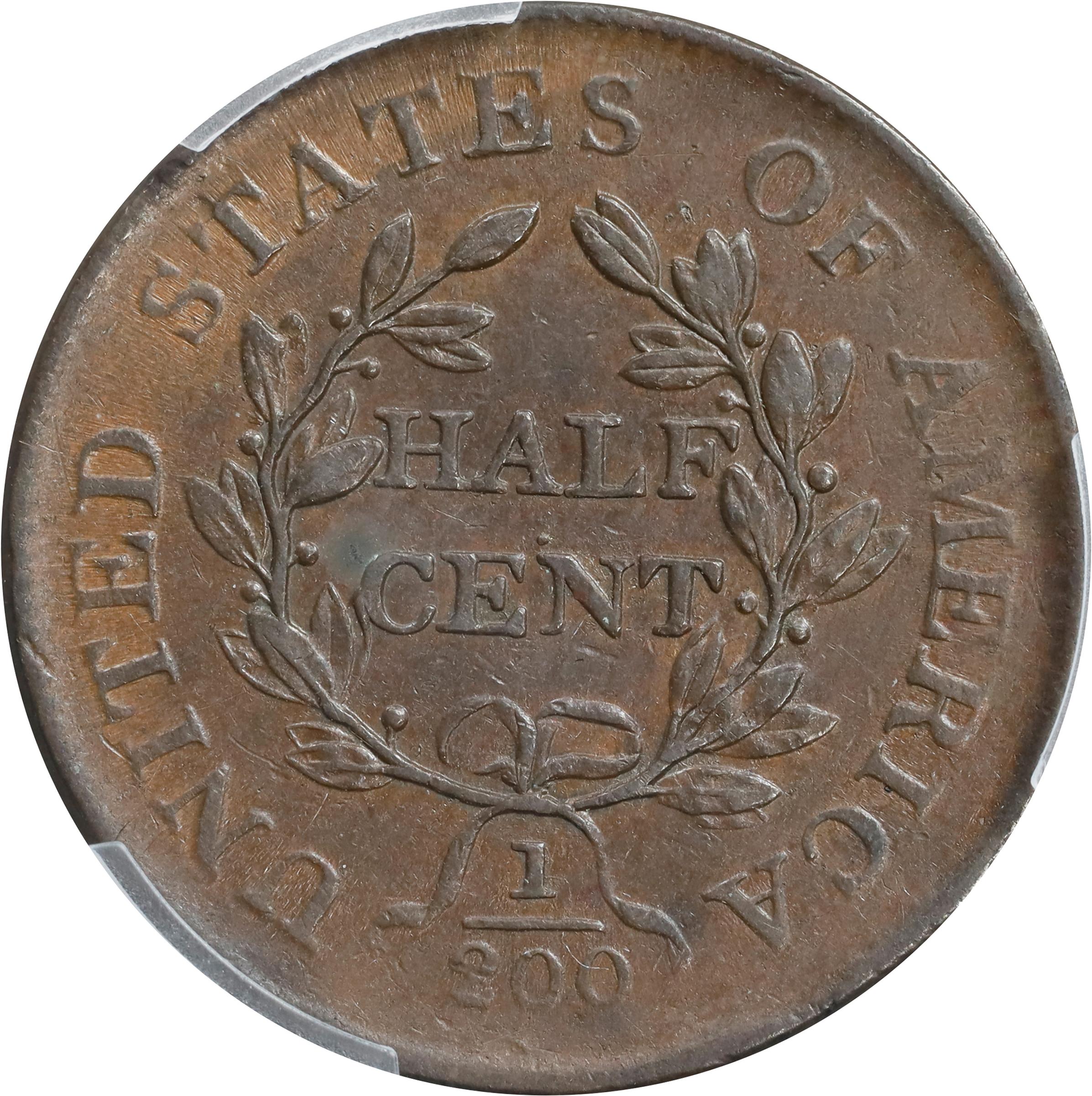 1806 1/2c Small 6, No Stems MS BN AU53 BN thumbnail 2