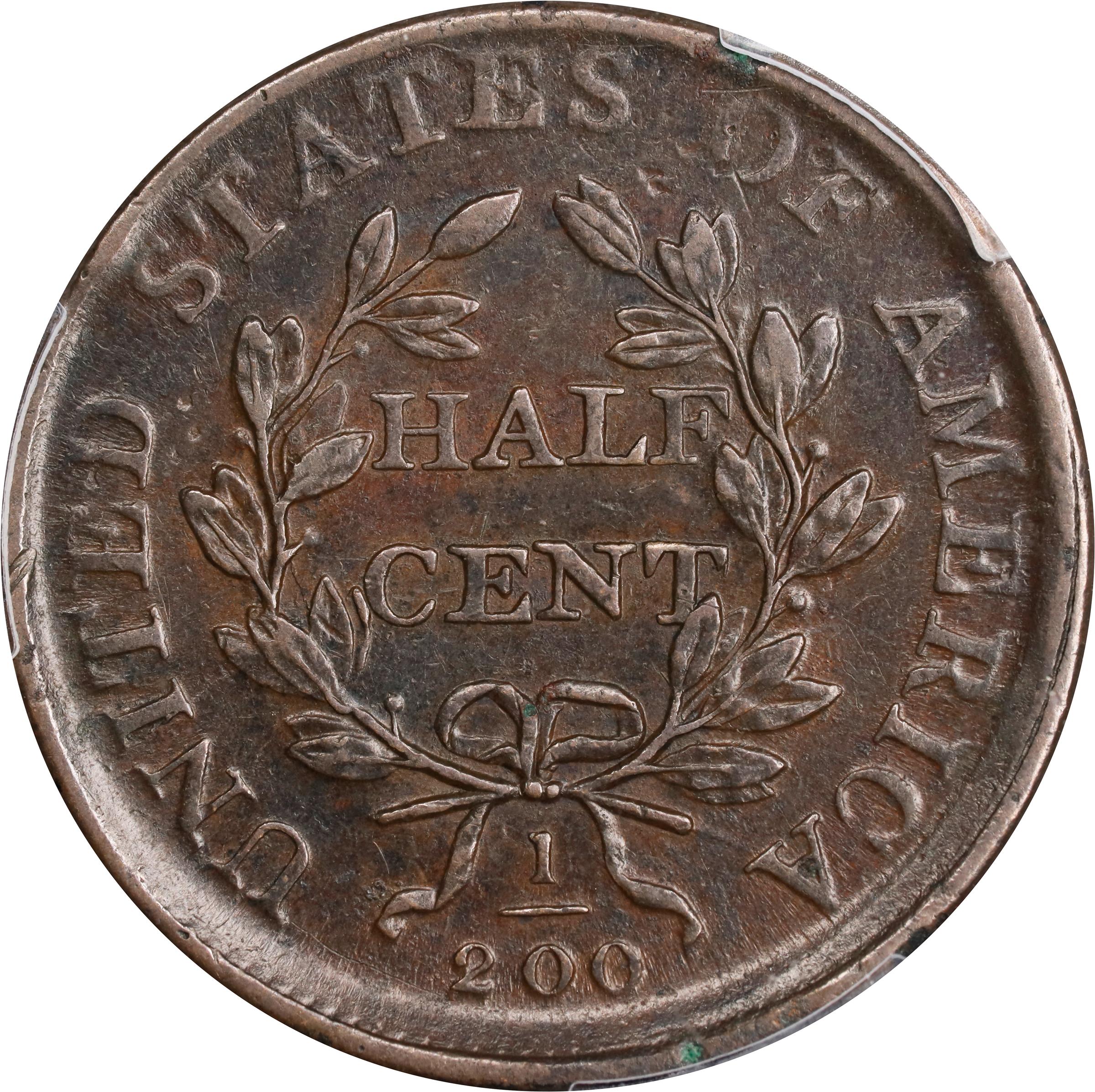 1808 1/2c MS BN XF40 BN CAC thumbnail 2