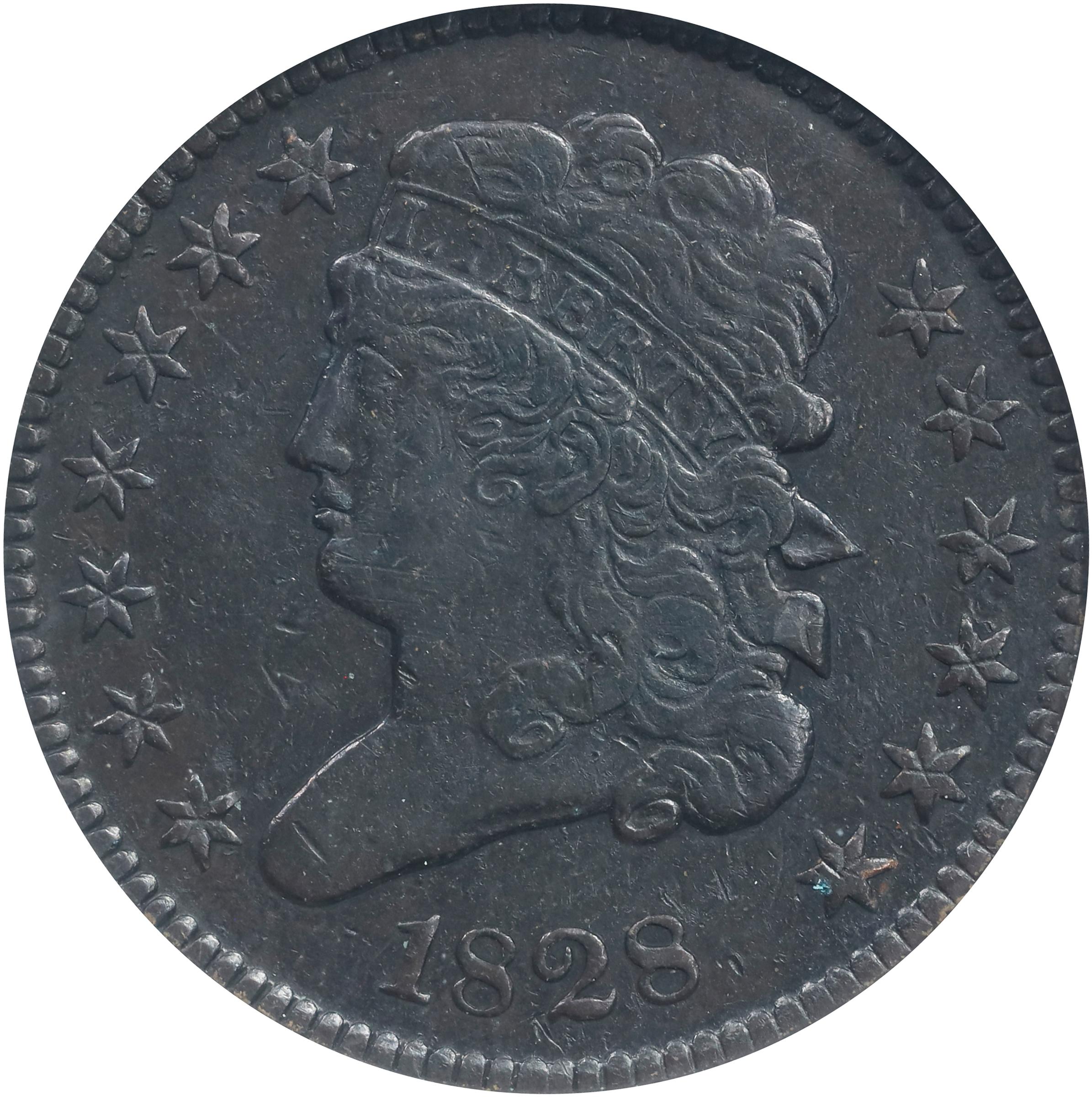 image for: 1828 Classic Head Half Cent. C-1. Rarity-1. 13 Stars. VF-20 (ANACS). OH.