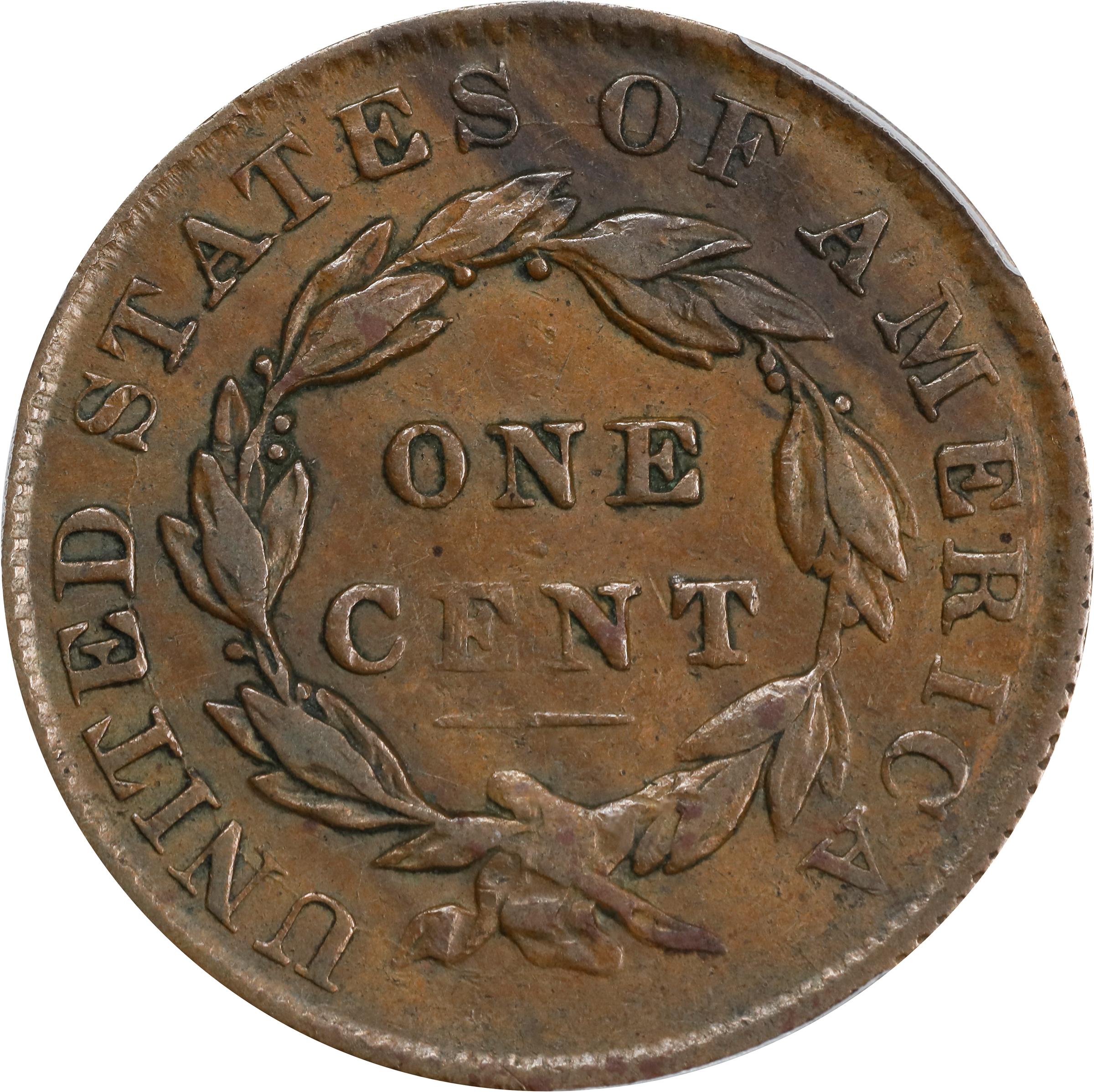image for: 1835 Matron Head Cent. N-3. Rarity-3. Small 8 and Stars. VF-30 (PCGS).