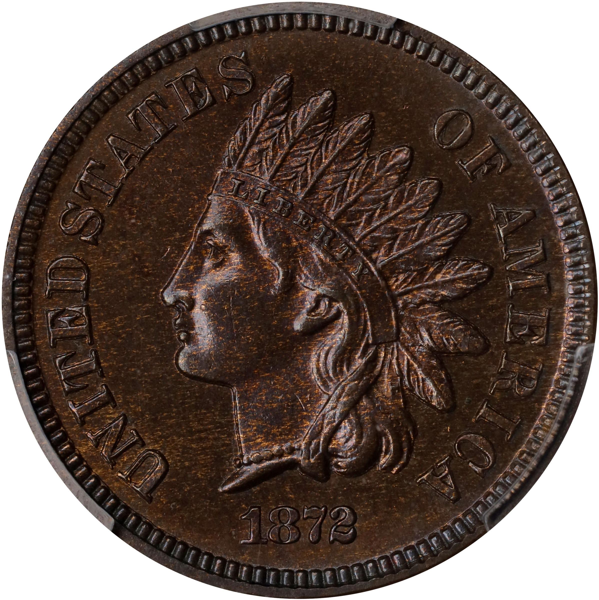 image for: 1872 Indian Cent. Proof-65 BN (PCGS).