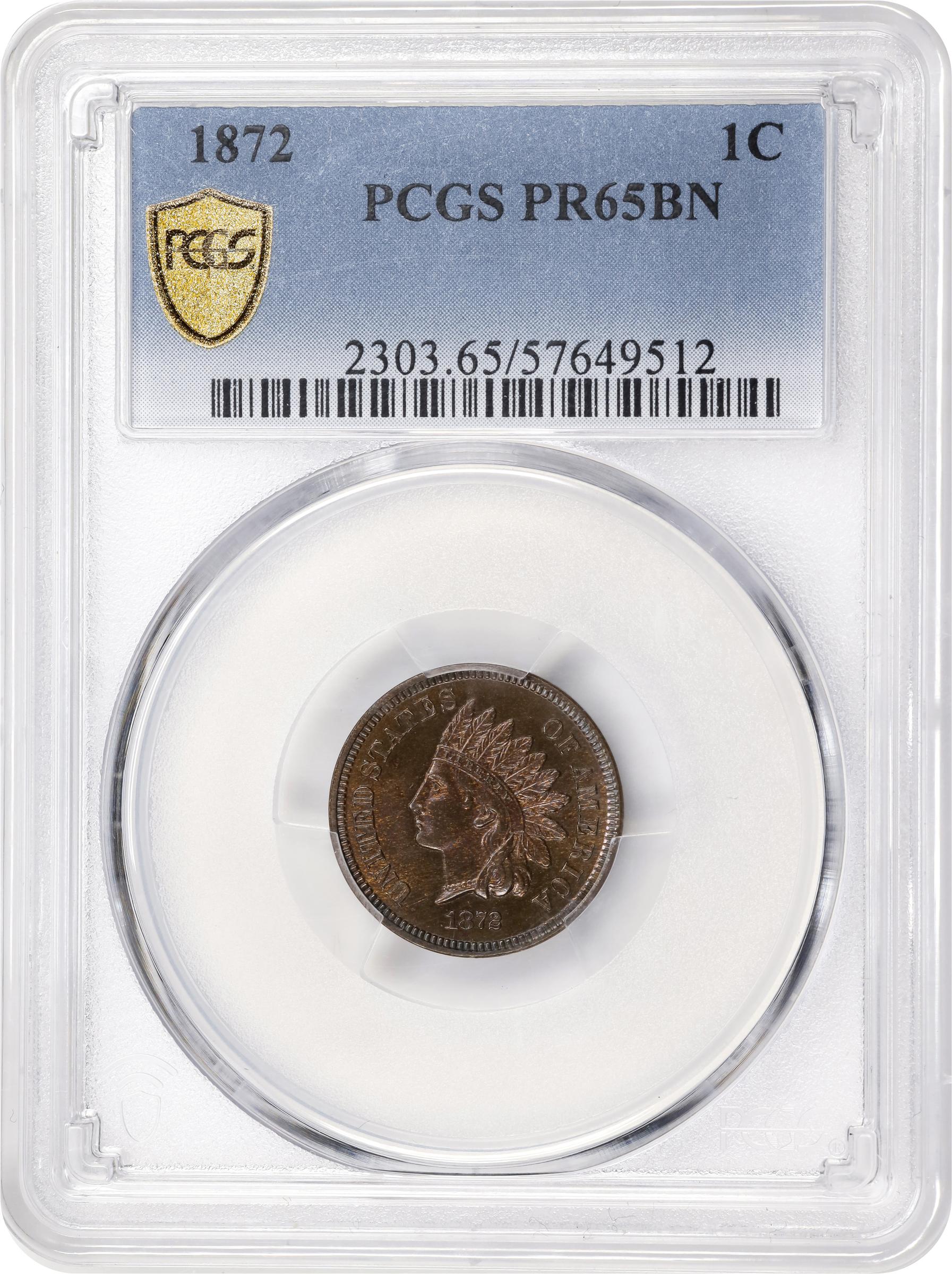 image for: 1872 Indian Cent. Proof-65 BN (PCGS).
