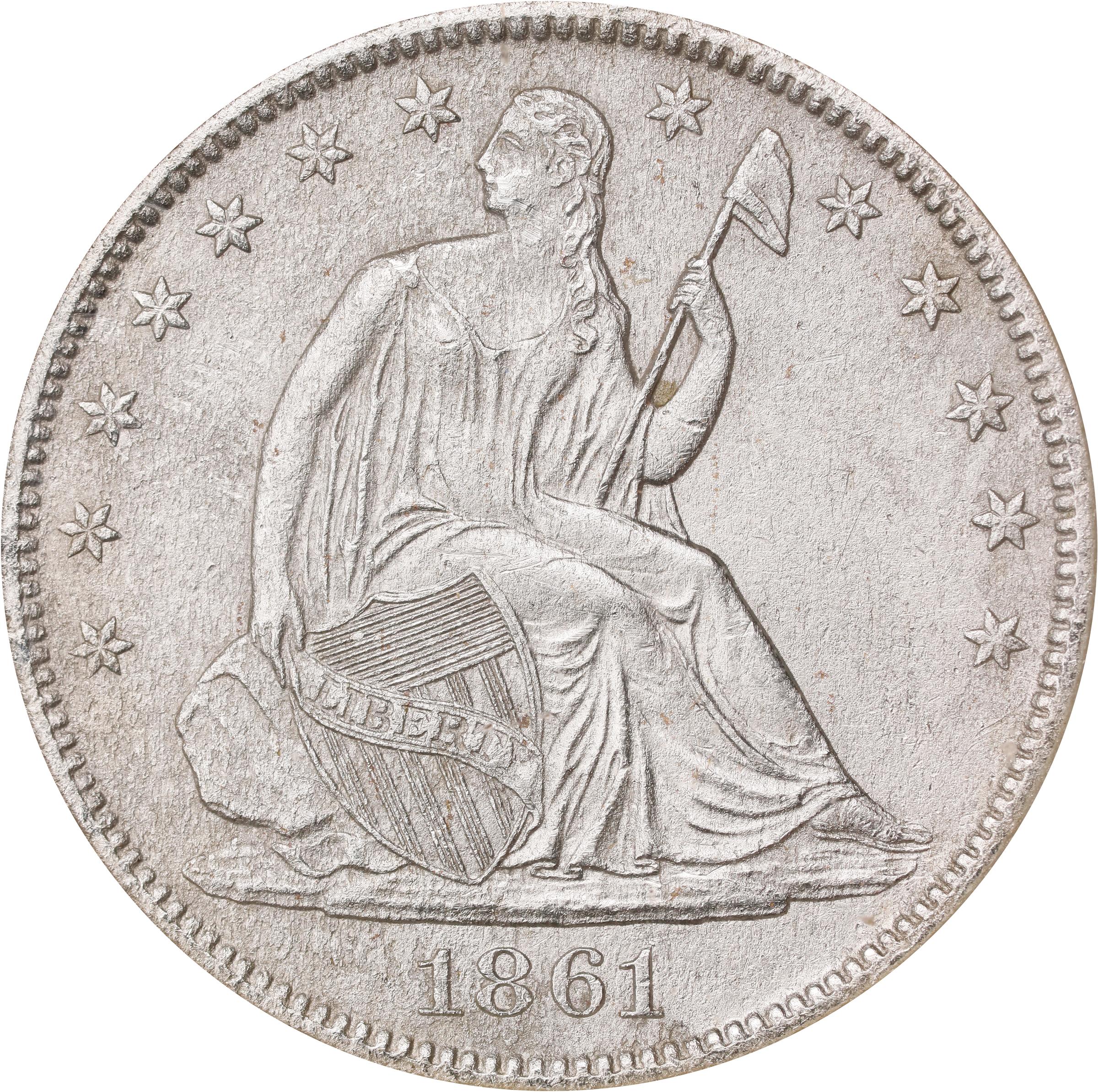 image for: 1861-O Liberty Seated Half Dollar. State of Louisiana Issue. W-06. Rarity-3. Shipwreck Effect (NGC).