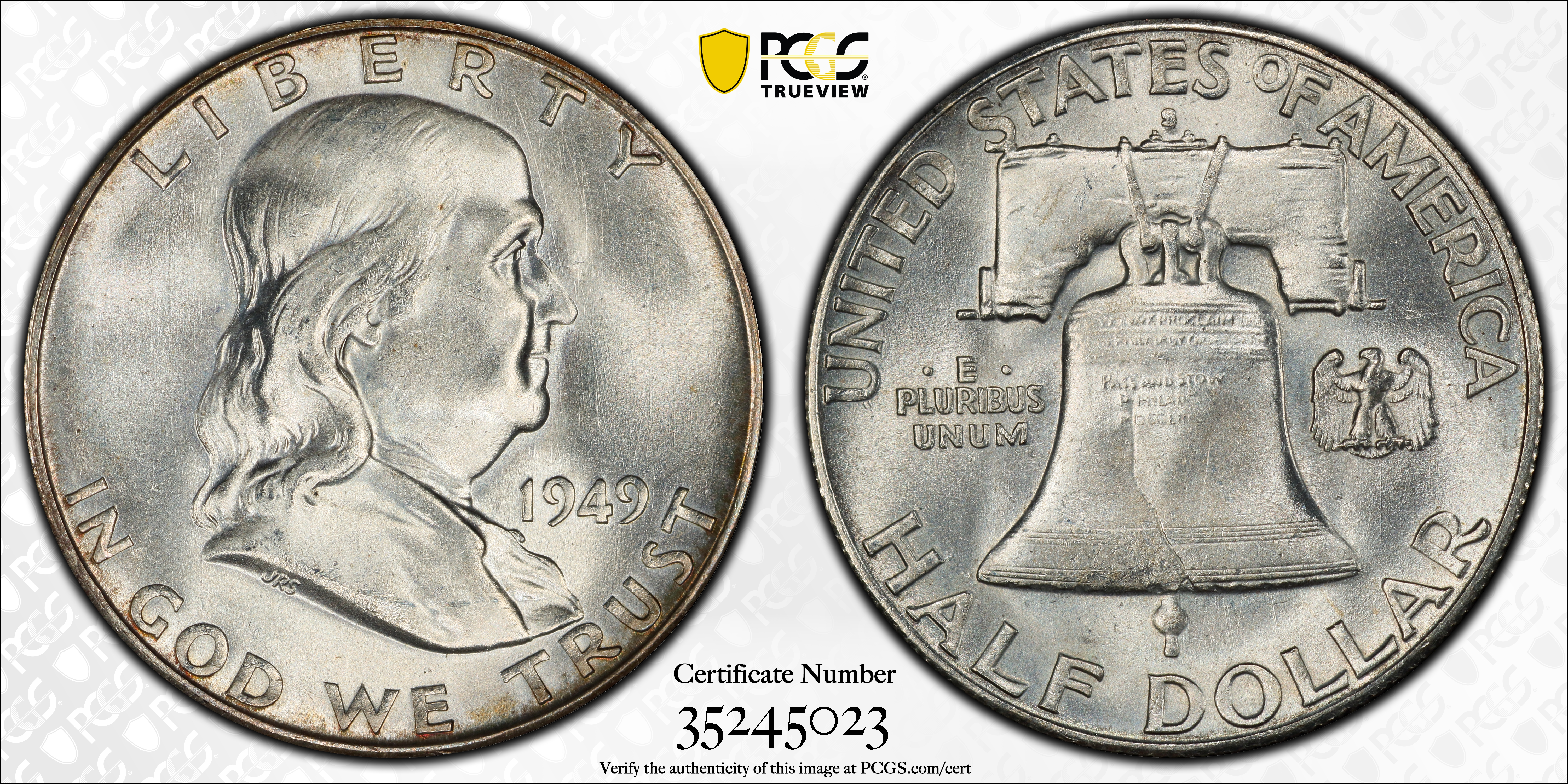 image for: 1949-S/S Franklin Half Dollar. FS-501. Repunched Mintmark. MS-65 (PCGS).