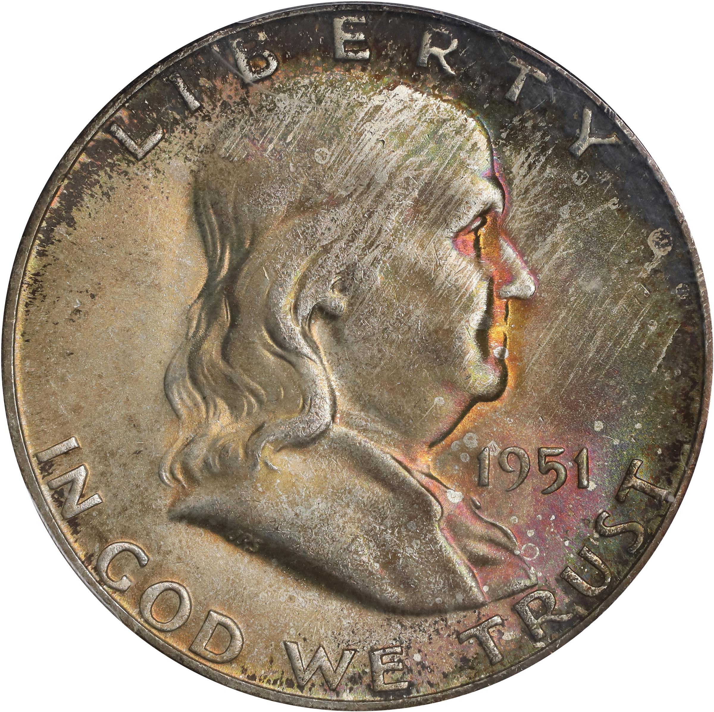 image for: 1951-S/S Franklin Half Dollar. FS-501. Repunched Mintmark. MS-66 (PCGS).