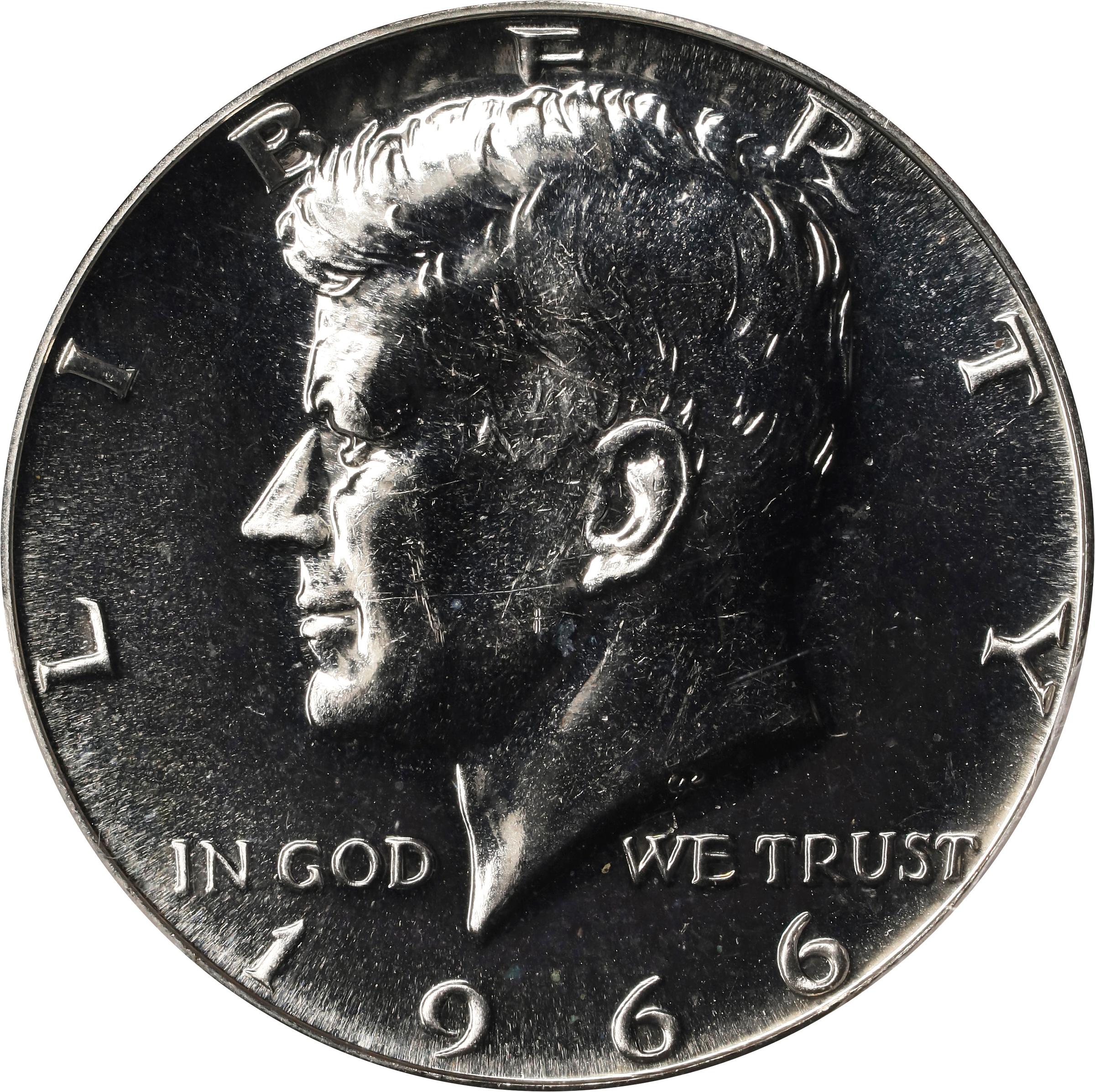 image for: 1966 Kennedy Half Dollar. SMS. FS-901. No FG. Specimen-64 (PCGS).