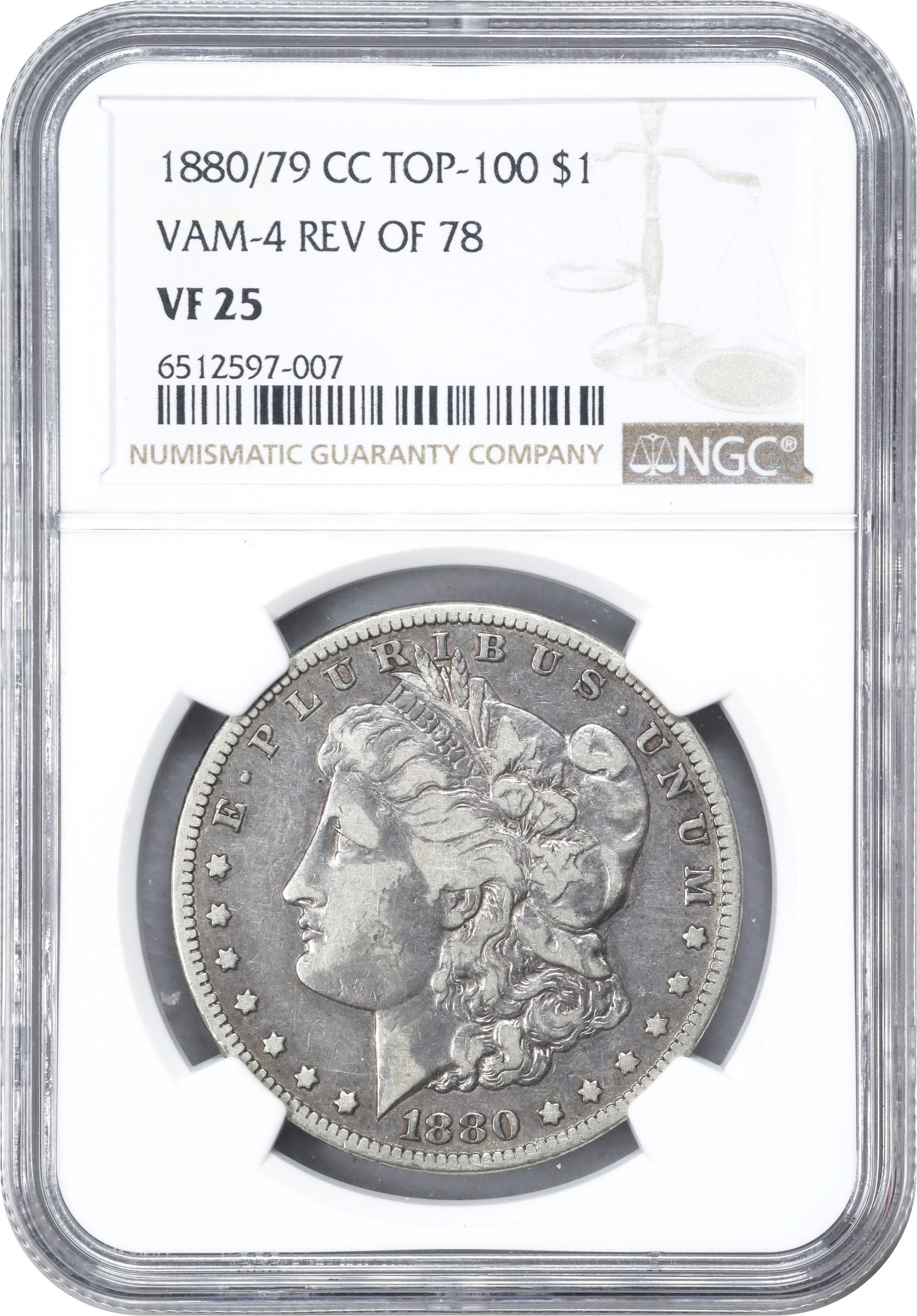 1880/79-CC $1  Reverse of 1878, VAM-4 VF35 CAC thumbnail 6