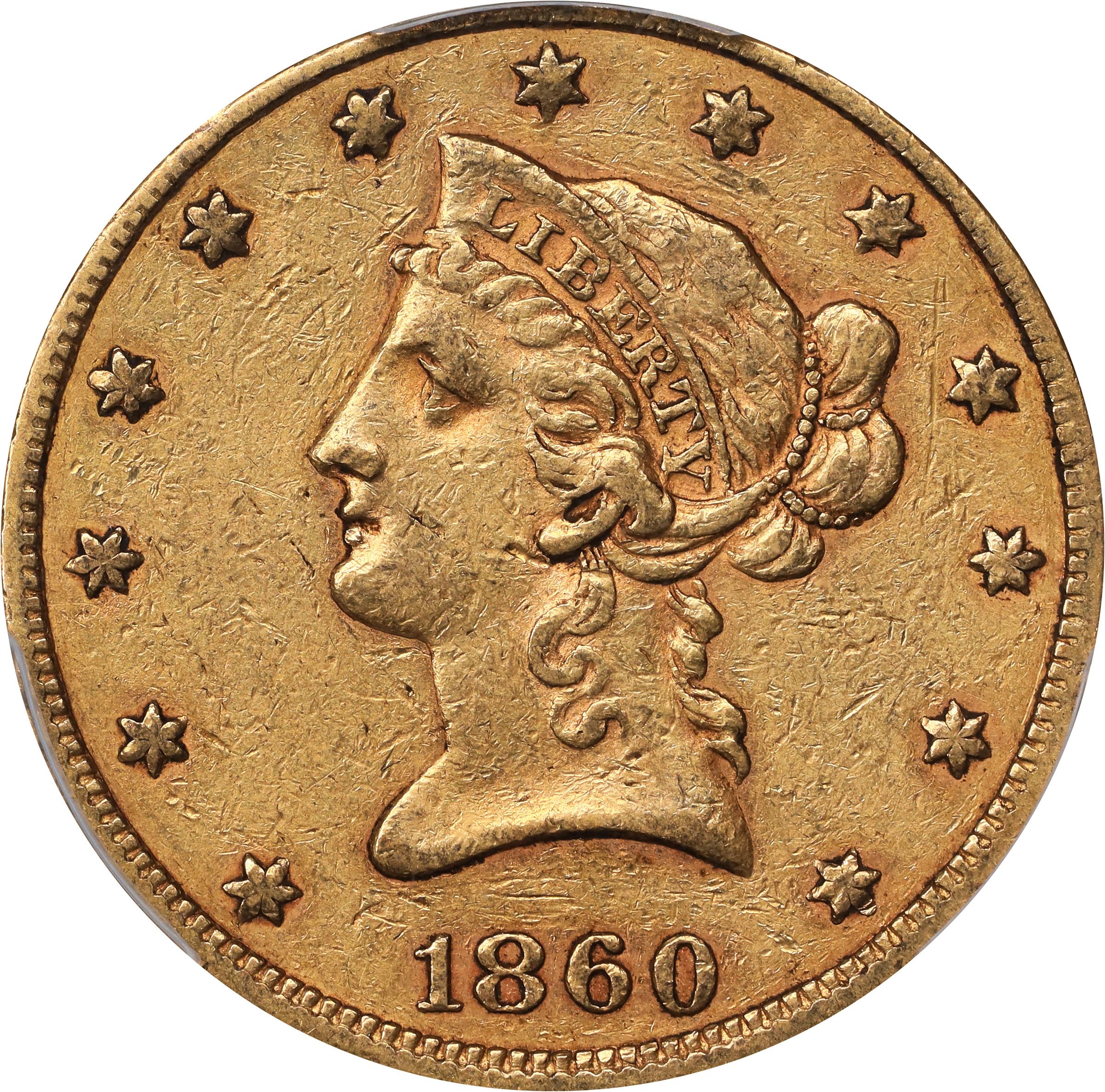 image for: 1860 Liberty Head Eagle. EF-45 (PCGS). CAC.