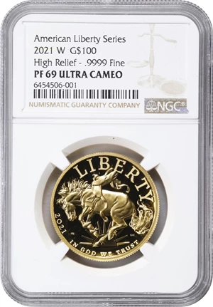 image for: 2021-W American Liberty High Relief $100 Gold Coin. Proof-69 Ultra Cameo (NGC).