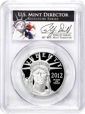 image for: 2012-W One-Ounce Platinum Eagle. Proof-70 Deep Cameo (PCGS). 35th U.S. Mint Director Philip Diehl Signature.