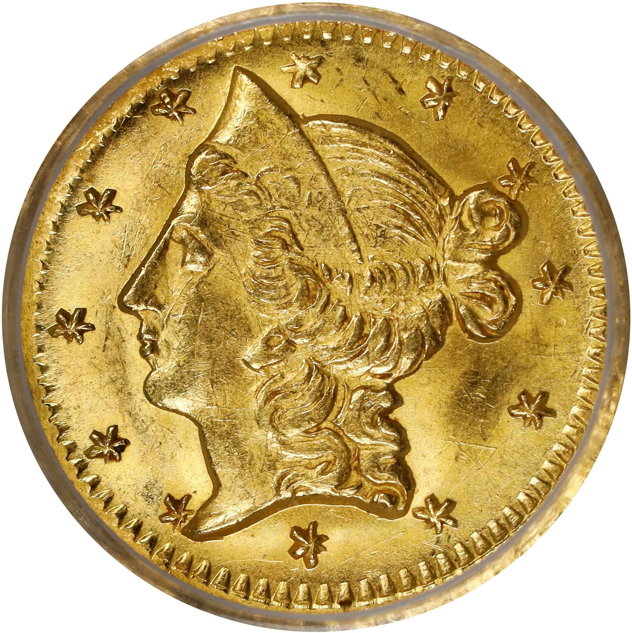 image for: 1853 Round 50 Cents. BG-415. Rarity-5-. Liberty Head. MS-64 (PCGS).