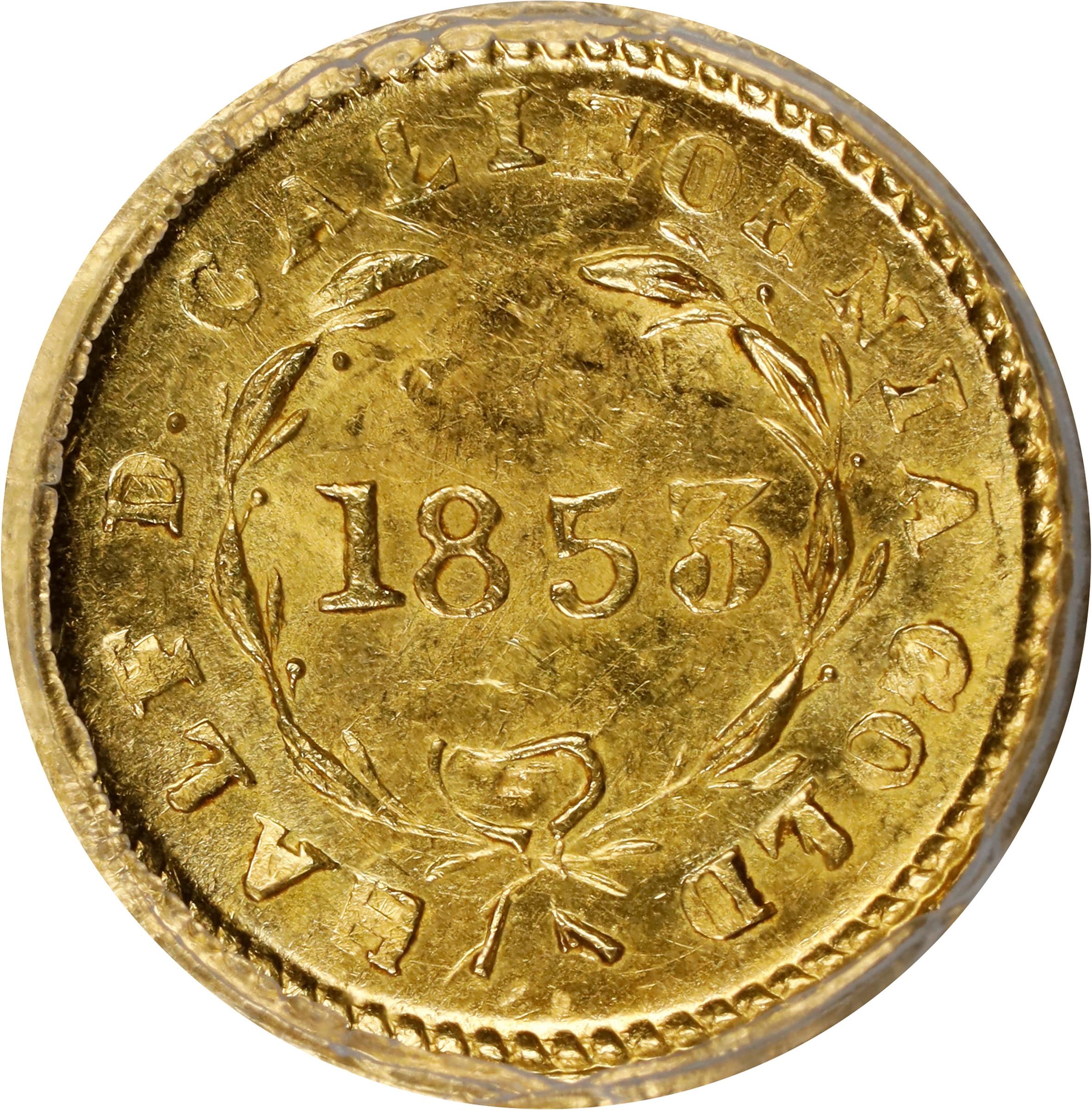 image for: 1853 Round 50 Cents. BG-415. Rarity-5-. Liberty Head. MS-64 (PCGS).