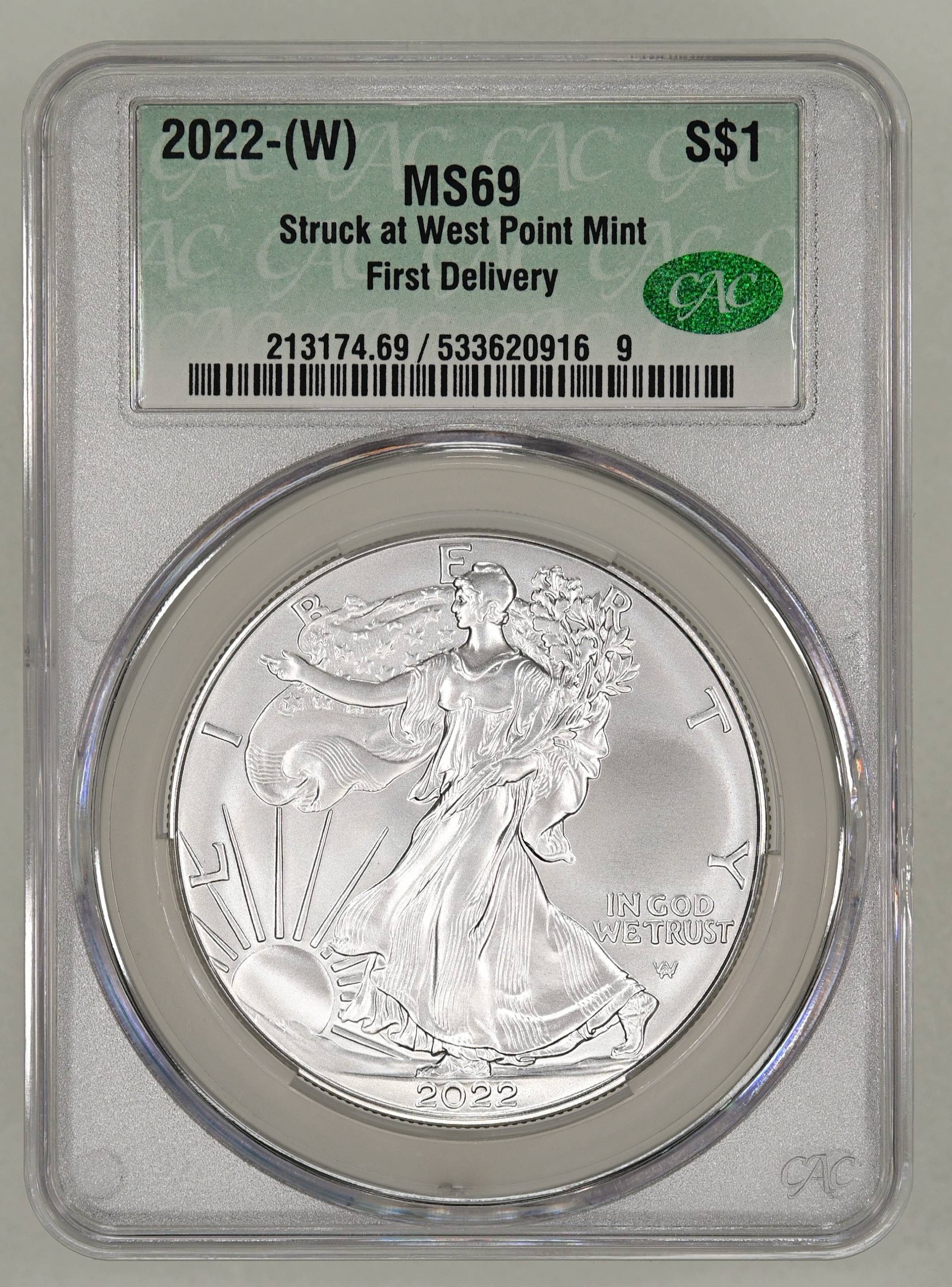 銀貨 Struck at West Point Mint 2021 MS70 2021-W $1 Silver Eagle Early Release MS 70 NGC West Point