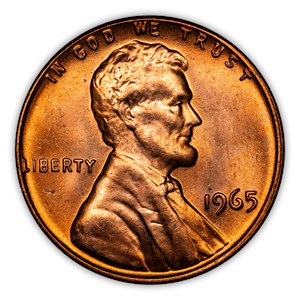 【美品】1965 SMS プルーフリンカーン メモリアルセント1C レッド 1965 Lincoln Penny Memorial Reverse RD Mint State (MS