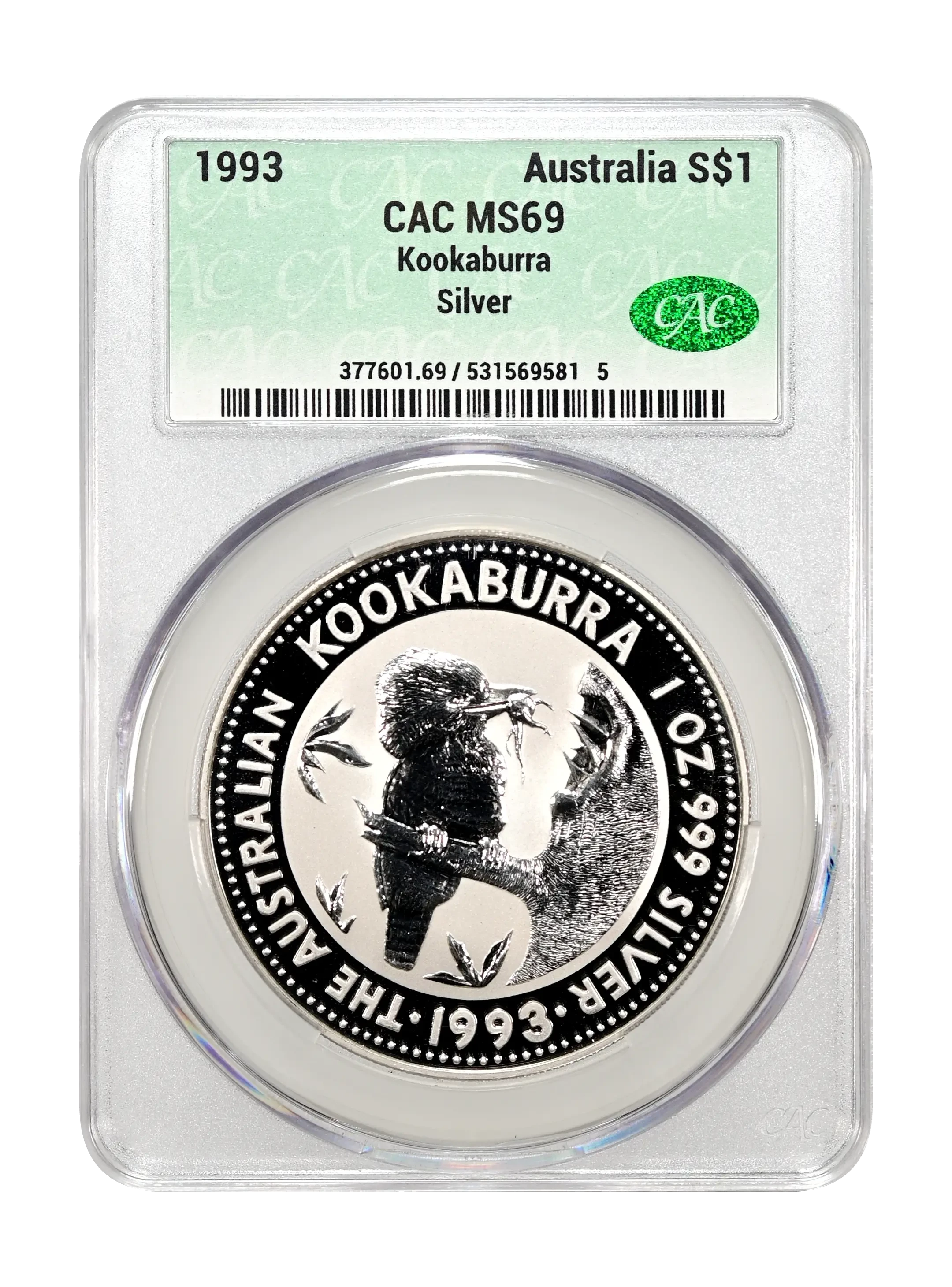 Australia 1993 $1 Kookaburra, 1 Ounce Silver Coin Values & Prices
