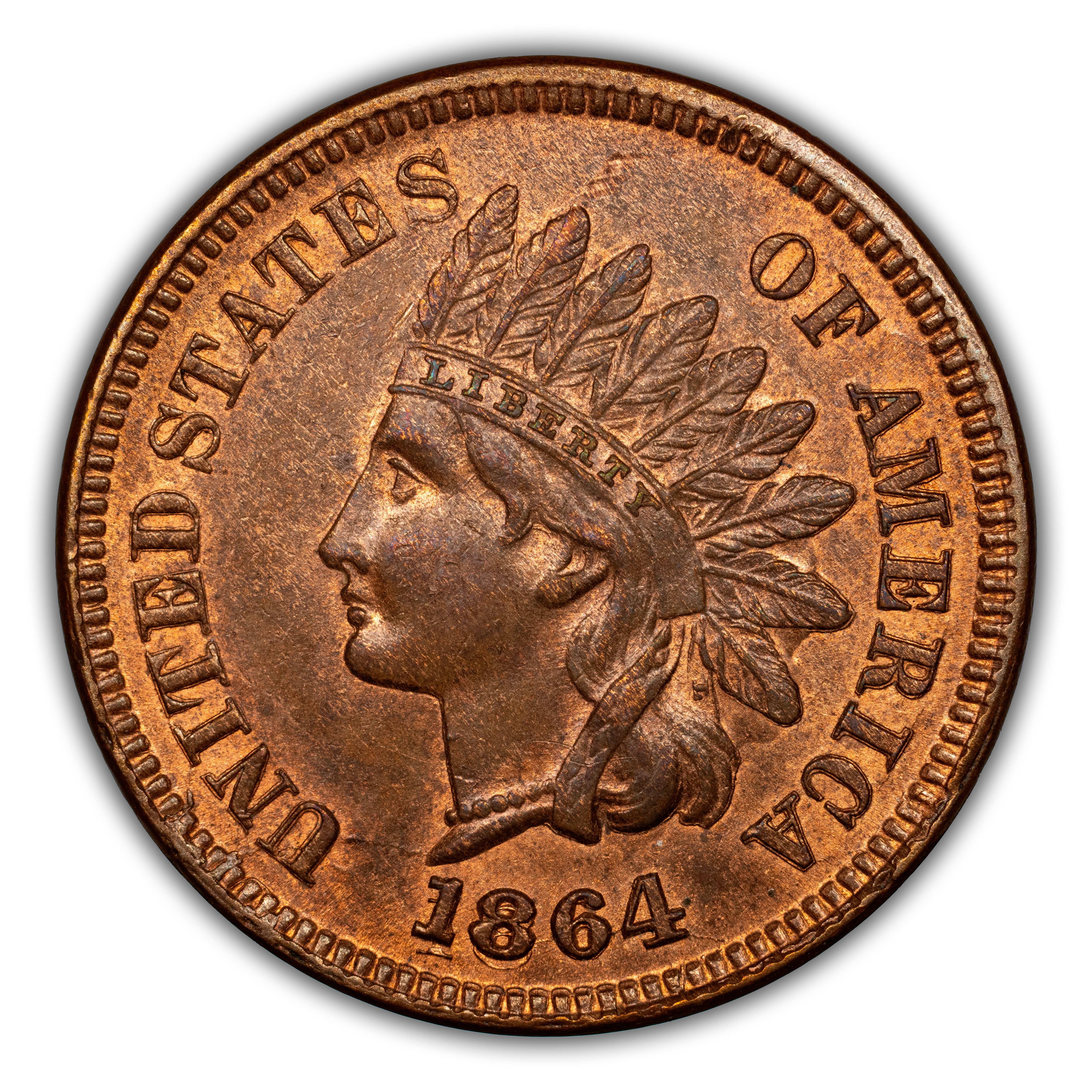 1864 1c L on Ribbon, Repunched Date, FS-2305, S-2 MS RB