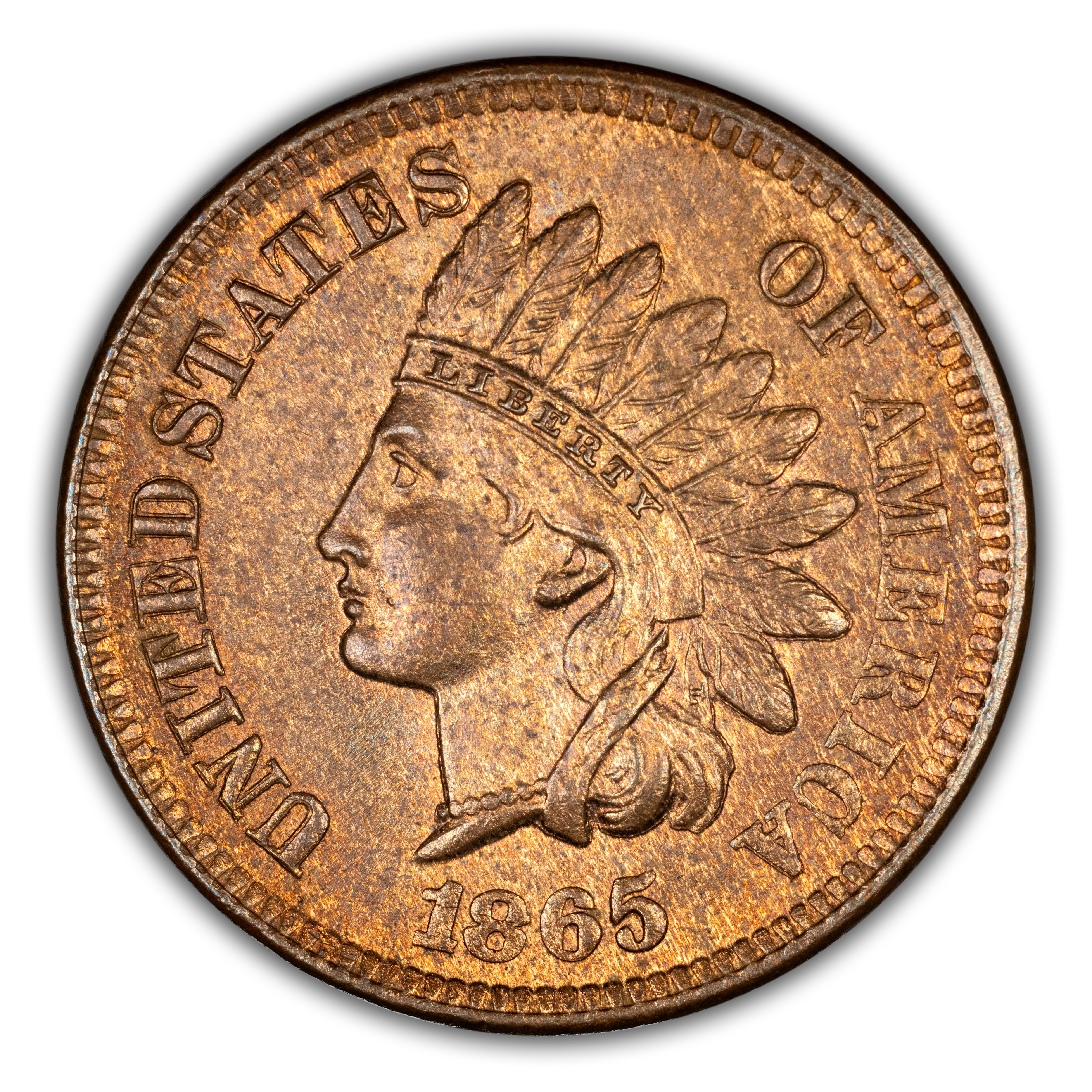 1865 1c Plain 5 MS BN