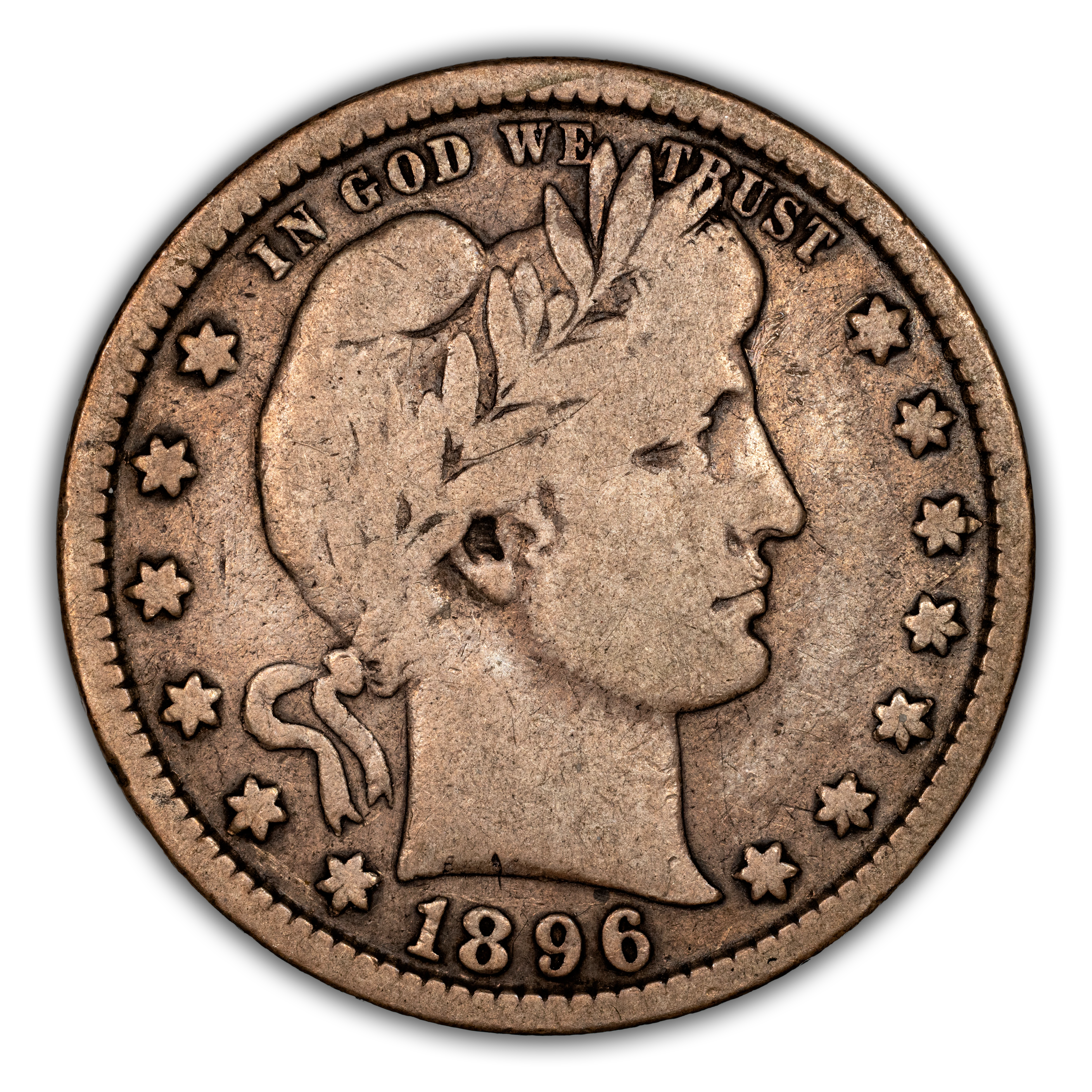 B*k様 アメリカ　バーバークォーター　1896S 大特年　発行数18.8万枚 1896 S Barber Quarter Mint State (MS) Pricing Guide | The