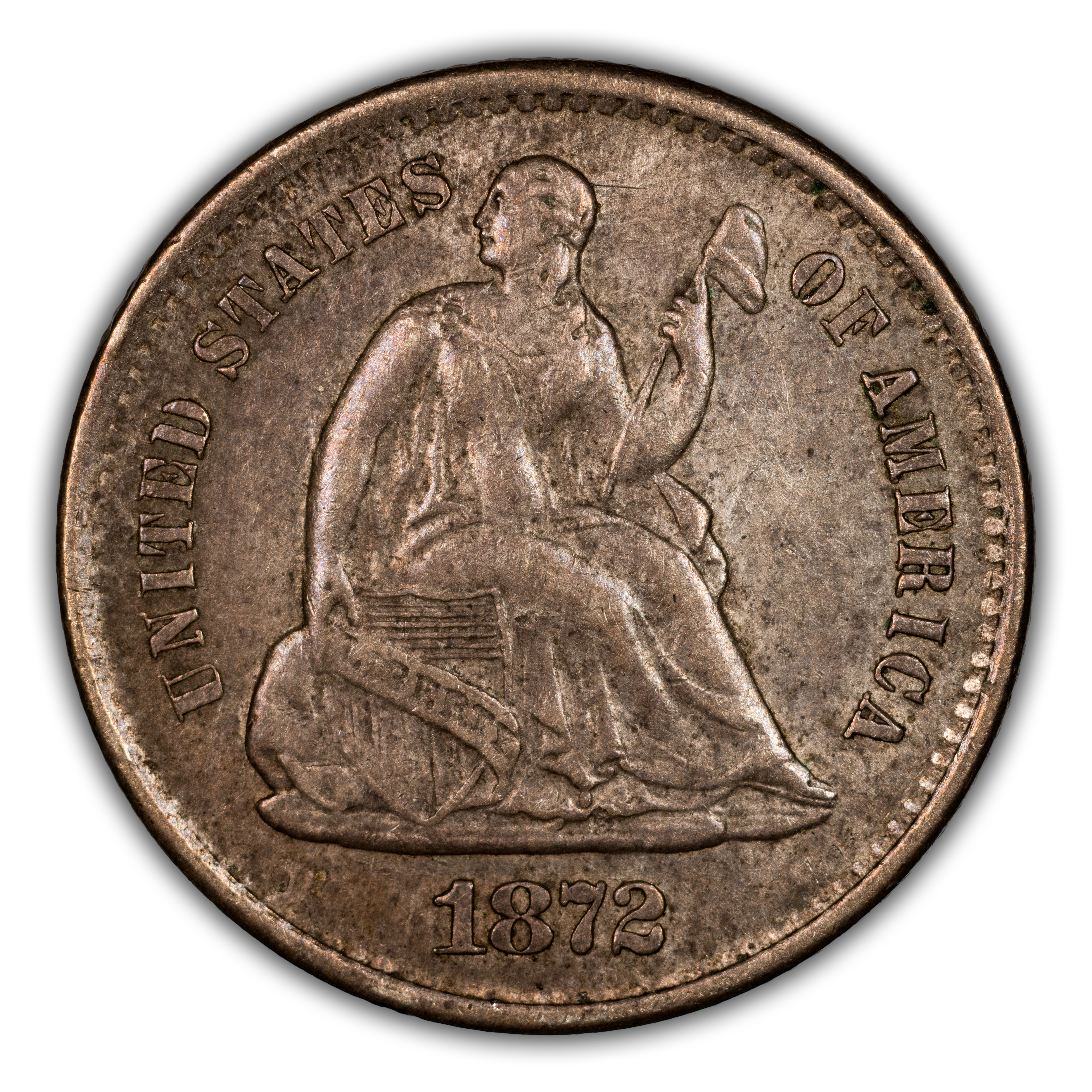 1872-S H10c Mintmark Below Wreath MS